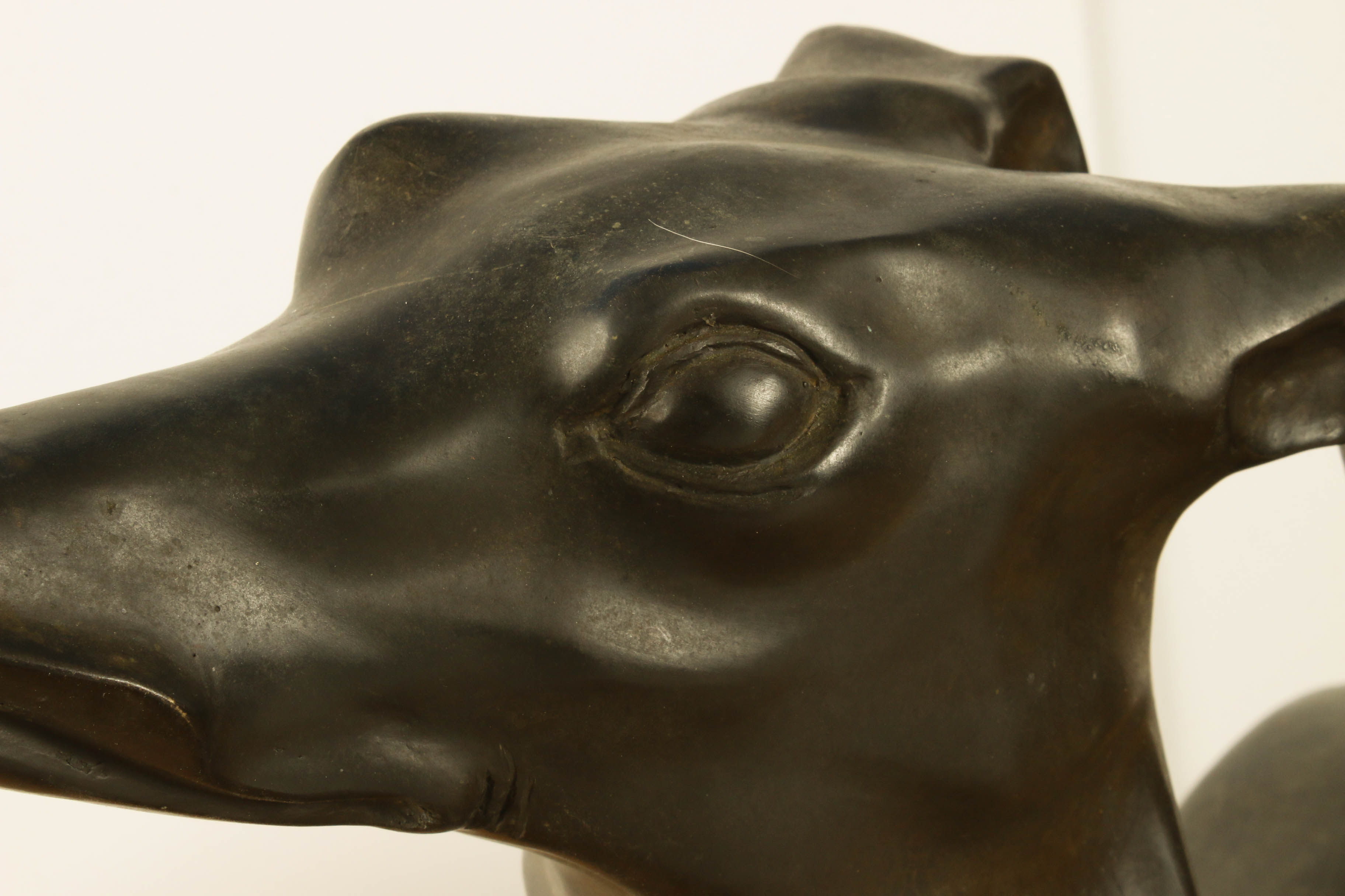 Large-Scale Cast Bronze Greyhound Statue, Mid-Century