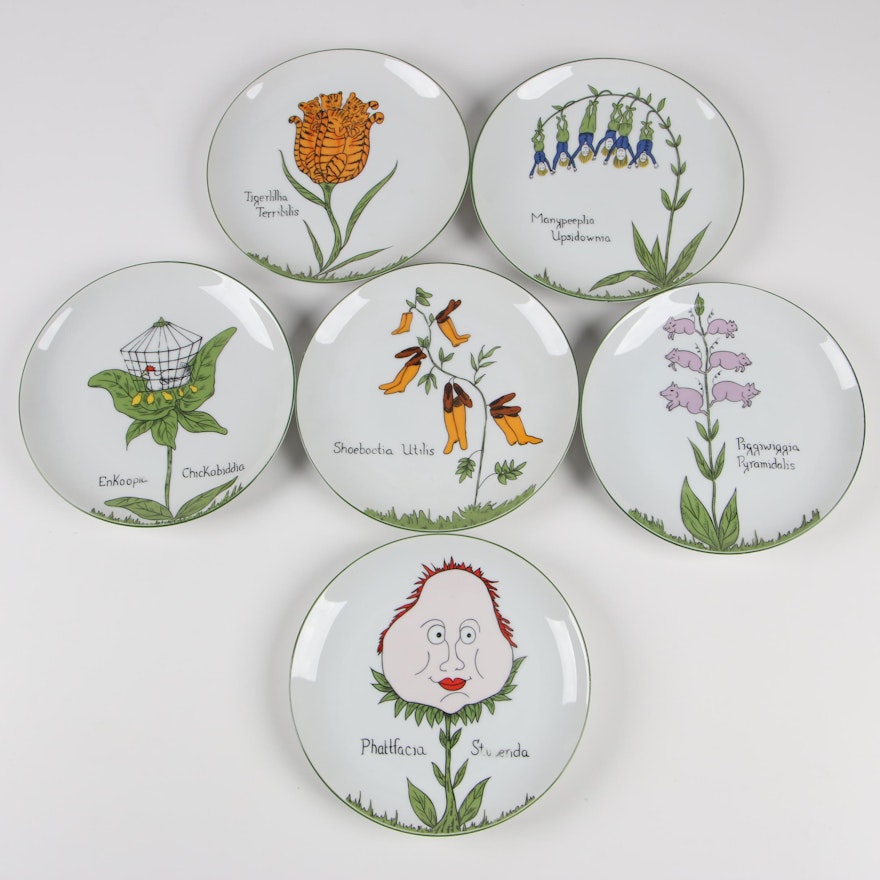 Taste Setter Franci Villa Vanilla Palm Beach Ceramic Salad Plates