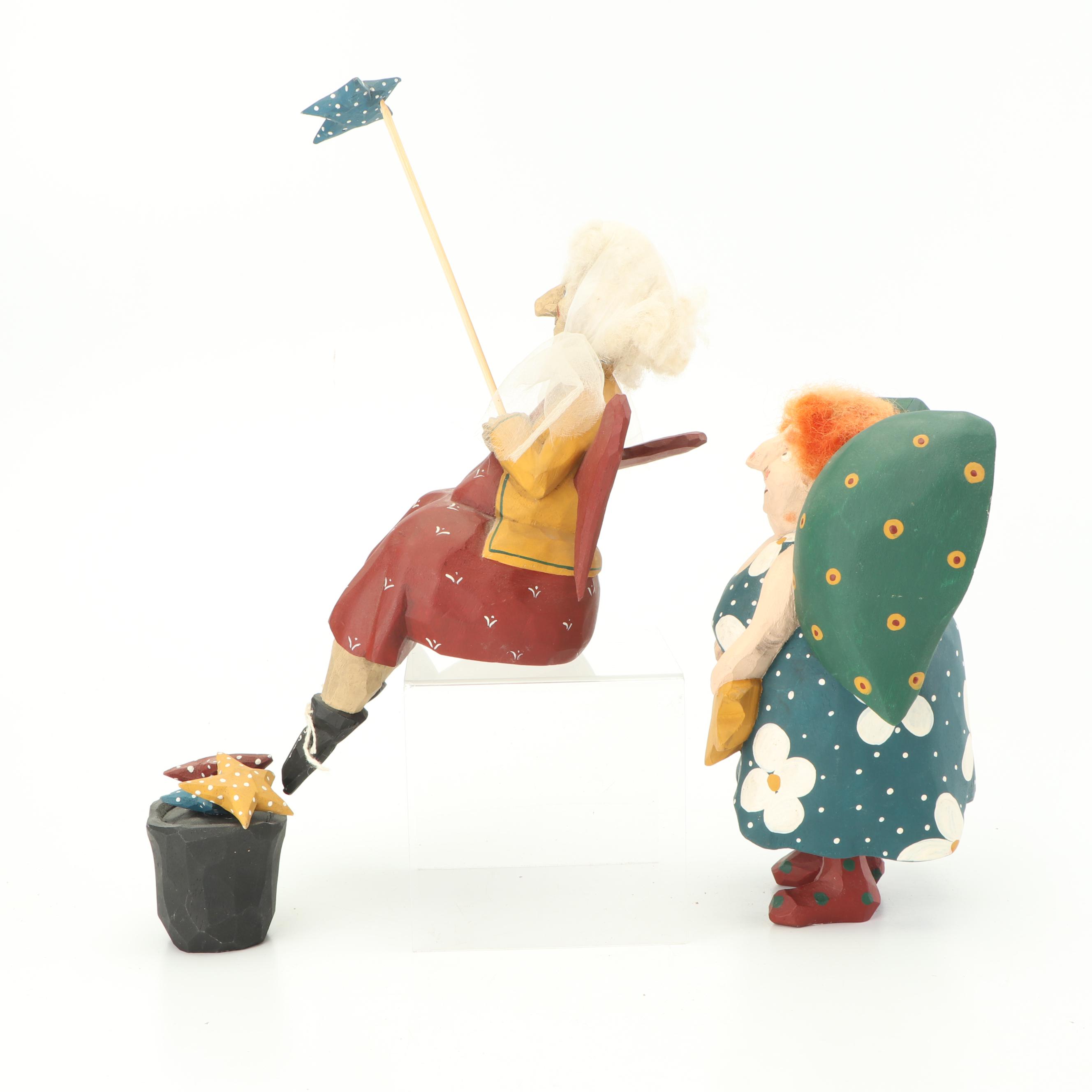 Paige and Larry Koosed Hand Painted "Angel" Wood Carvings