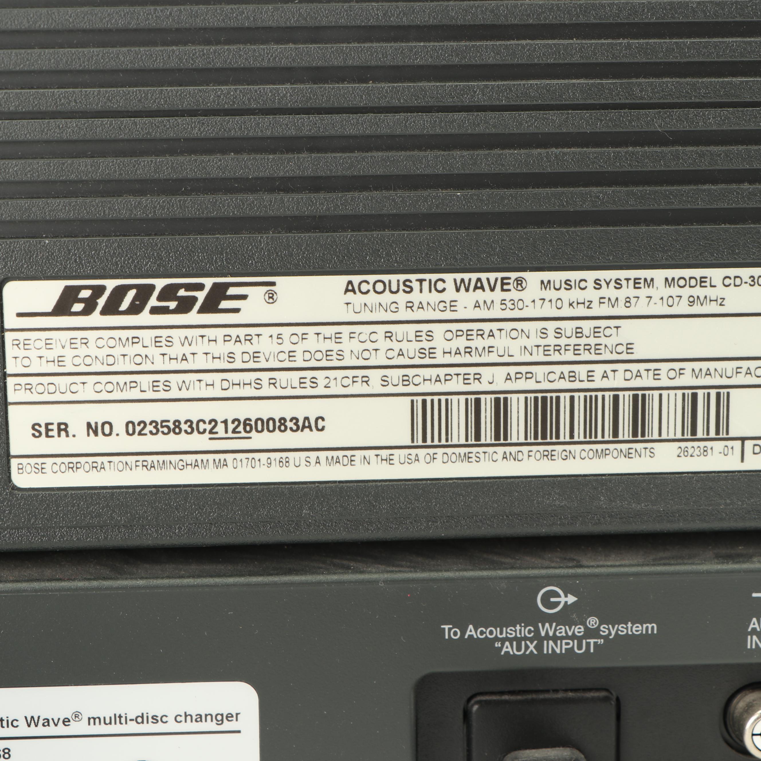 Bose Acoustic Wave Music System Model CD-3000 and Multi-Disc Changer