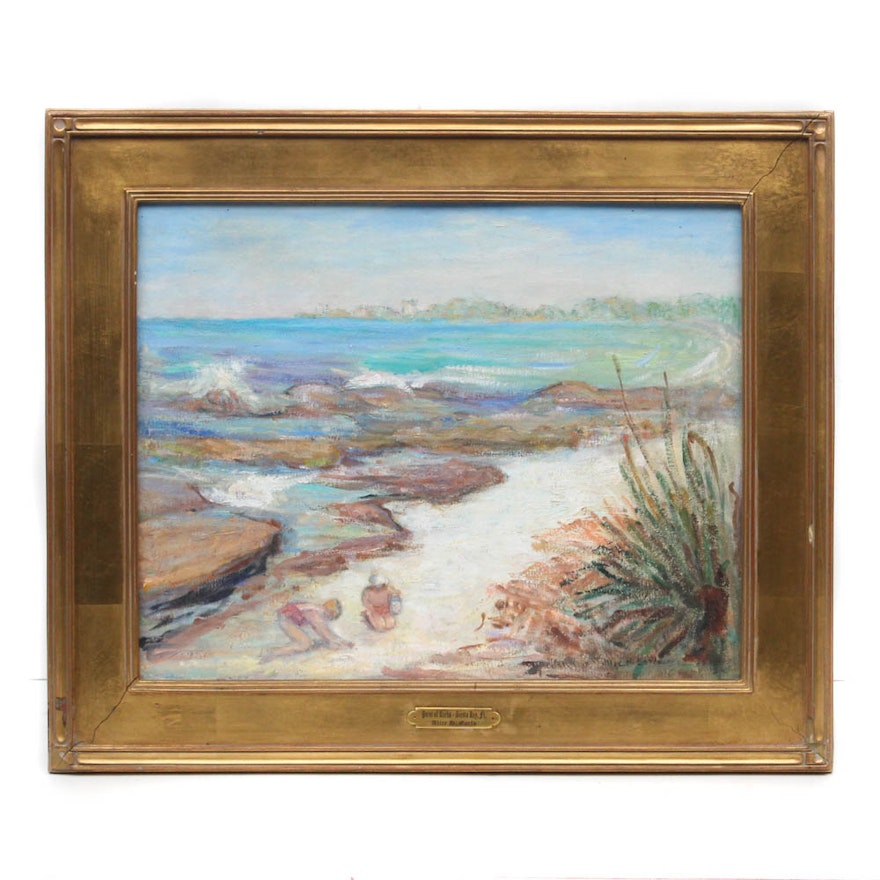 Alice H. Earle Oil Painting "Point of Rocks, Siesta Key Florida"
