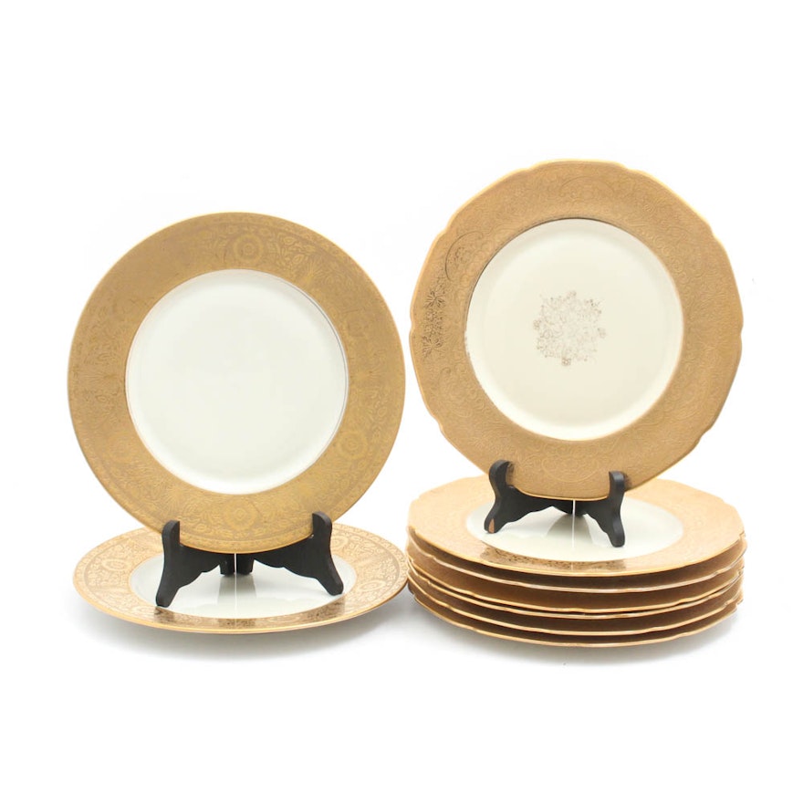 Heinrich & Co. Gold Encrusted Scalloped Dinner Plates