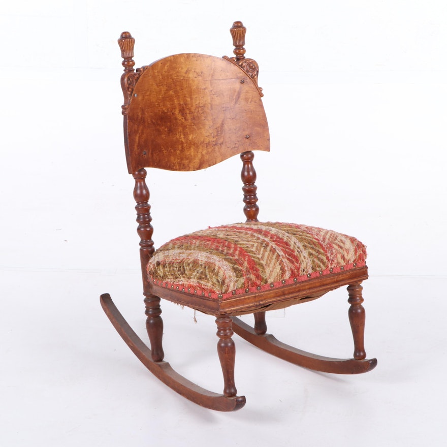 Mixed Wood Rocking Chair, Late 19th Century