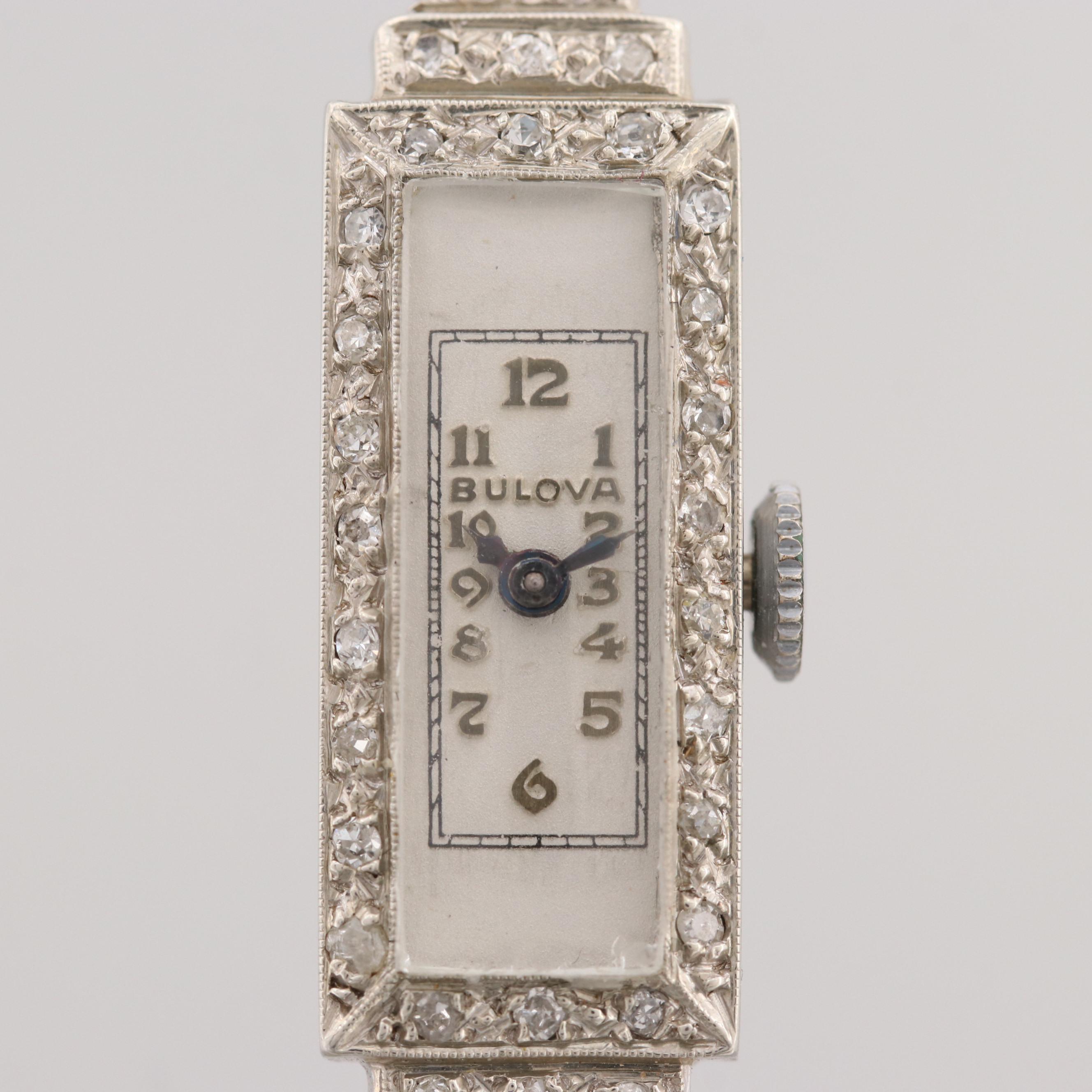 Bulova 14K White Gold Diamond Watch