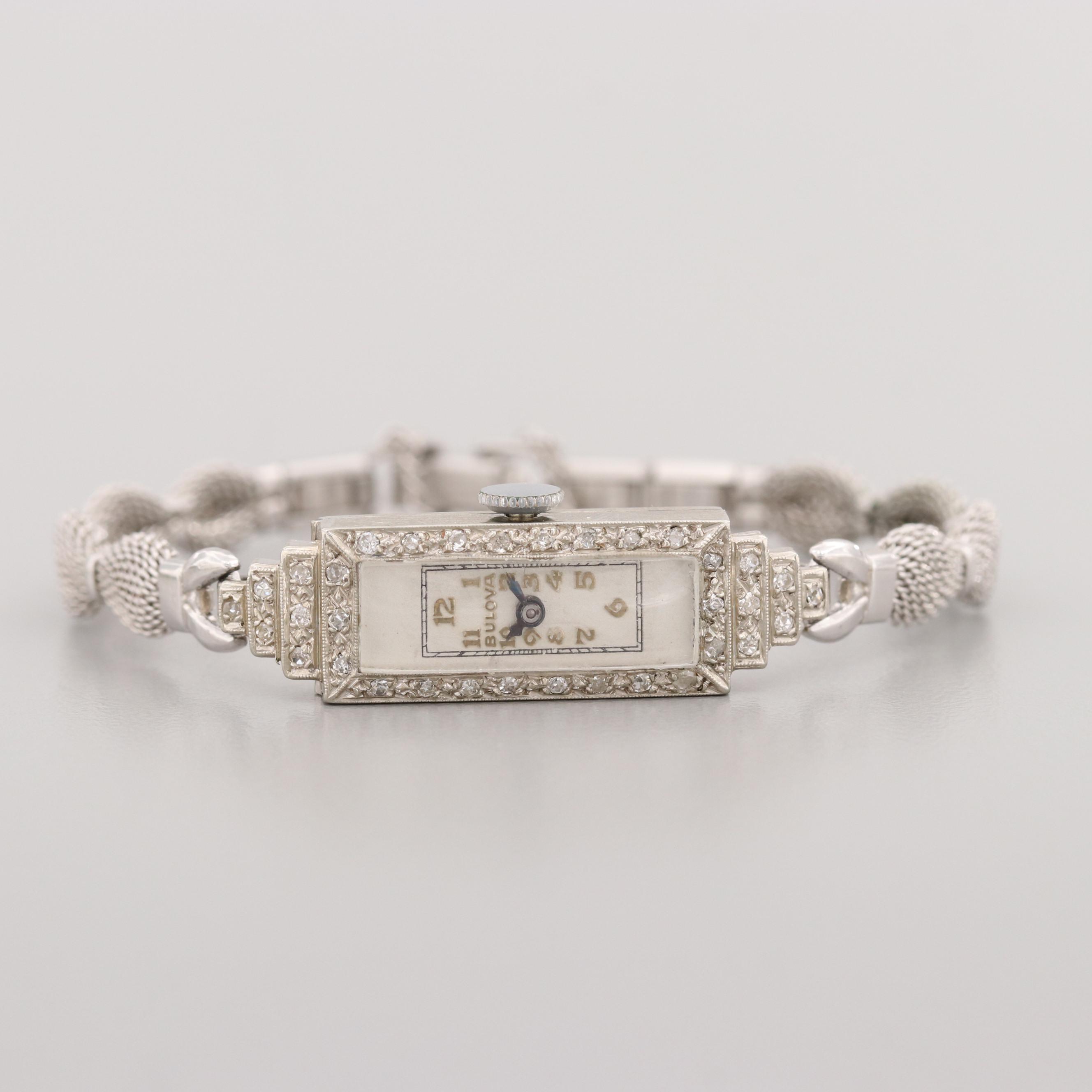 Bulova 14K White Gold Diamond Watch