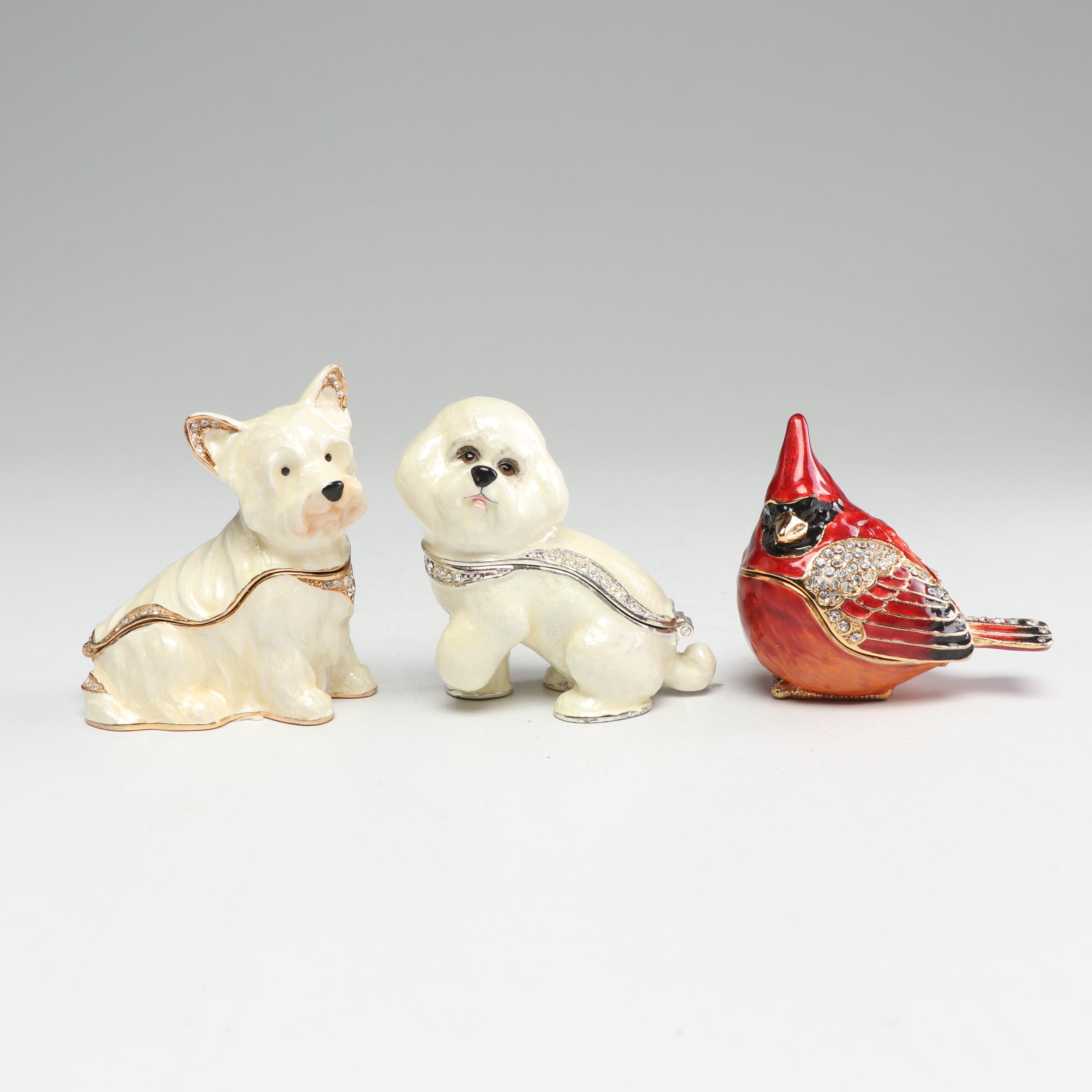 Kingspoint Designs Enamel and Crystal Accented Figurines with Matching Necklaces