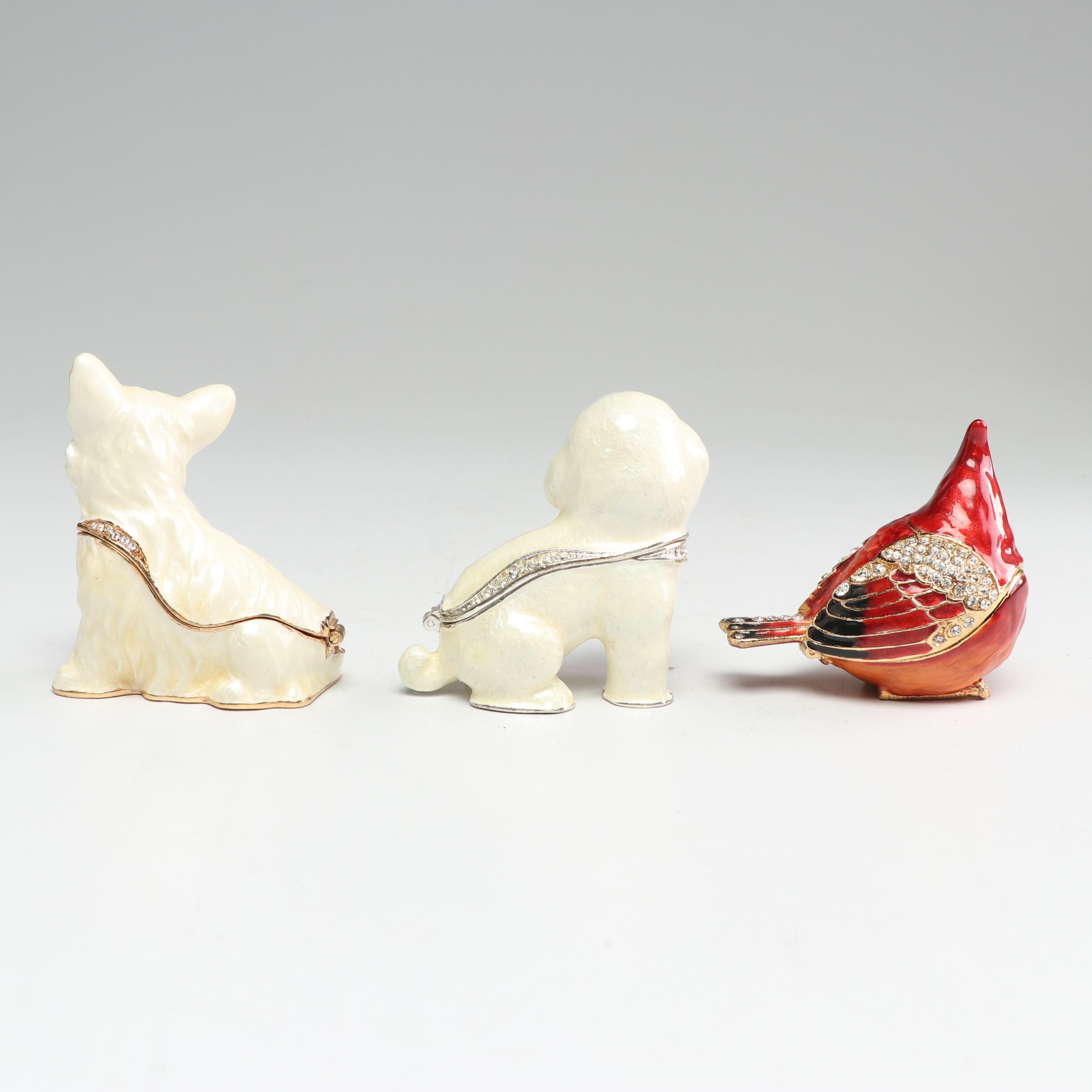 Kingspoint Designs Enamel and Crystal Accented Figurines with Matching Necklaces