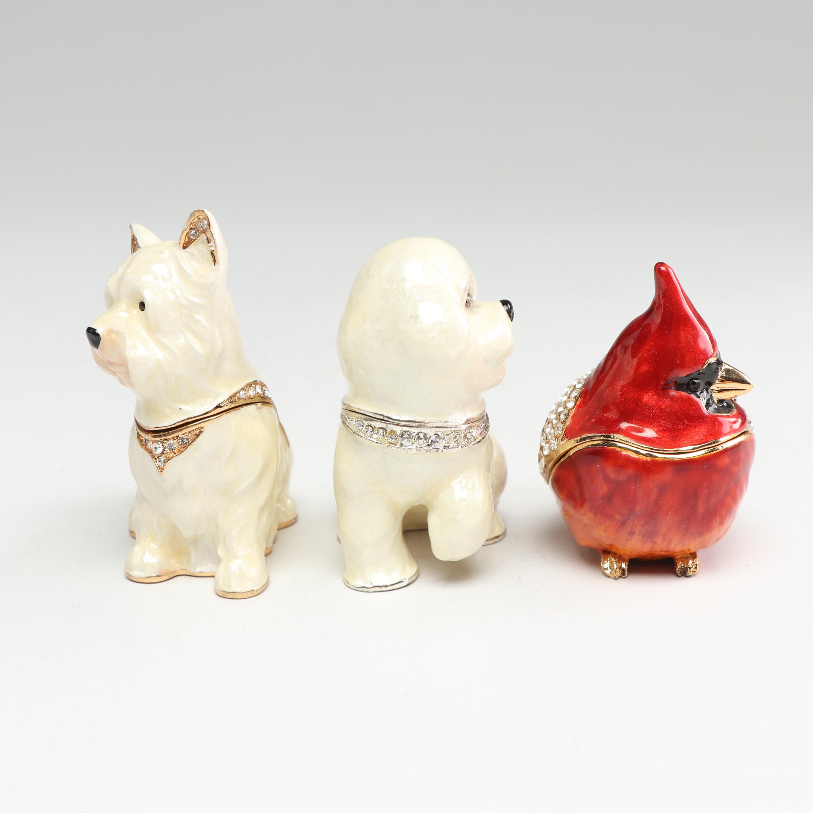 Kingspoint Designs Enamel and Crystal Accented Figurines with Matching Necklaces