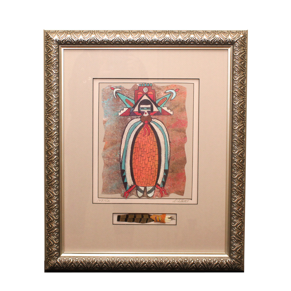 D. Stowell Serigraph with Decorative Feathers