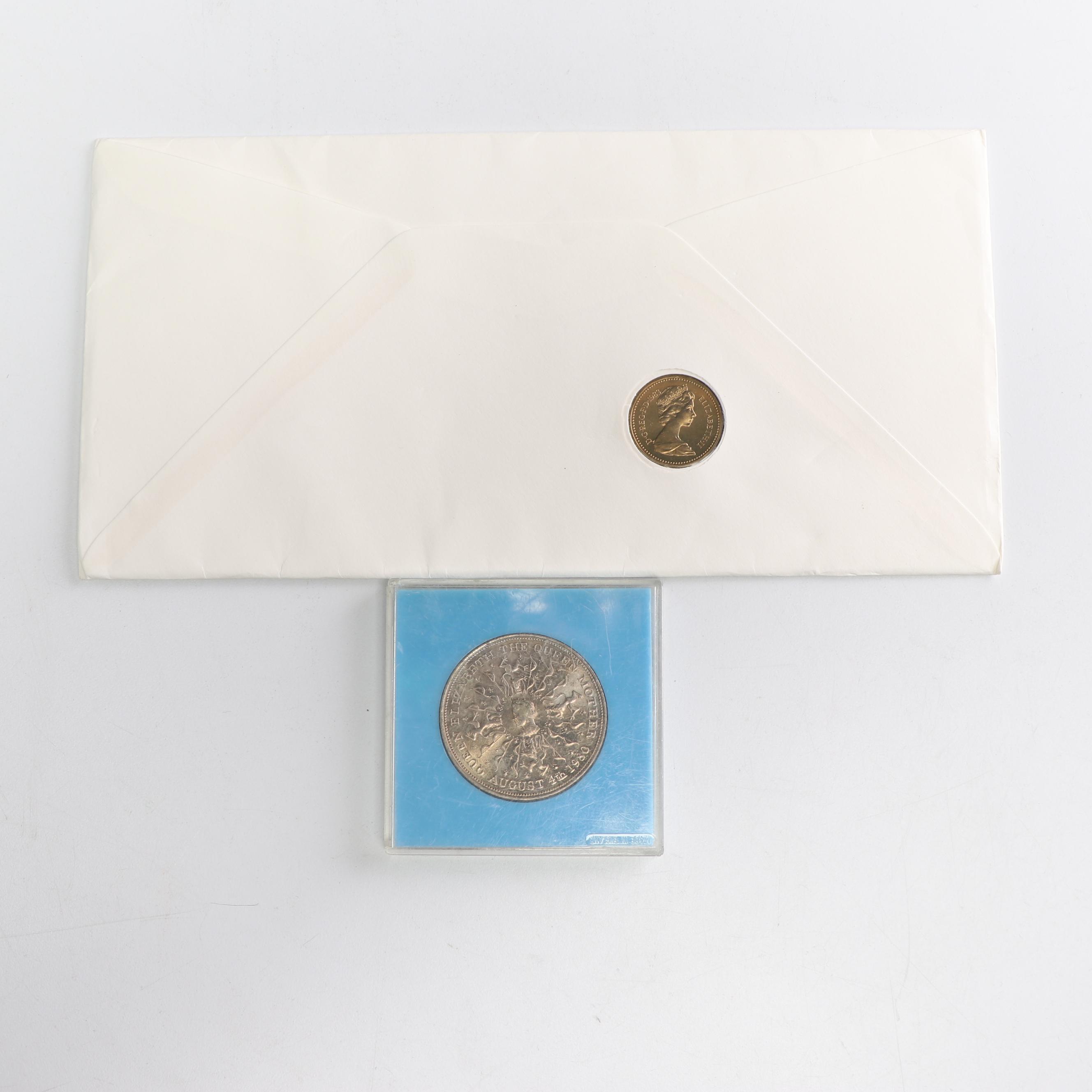 1983 Royal Mint First Day of Issue £1 Coin with Queen Elizabeth Commemorative