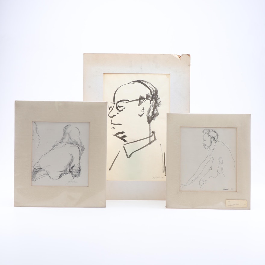 Richard Rosmarin Drawings, Mid 20th Century