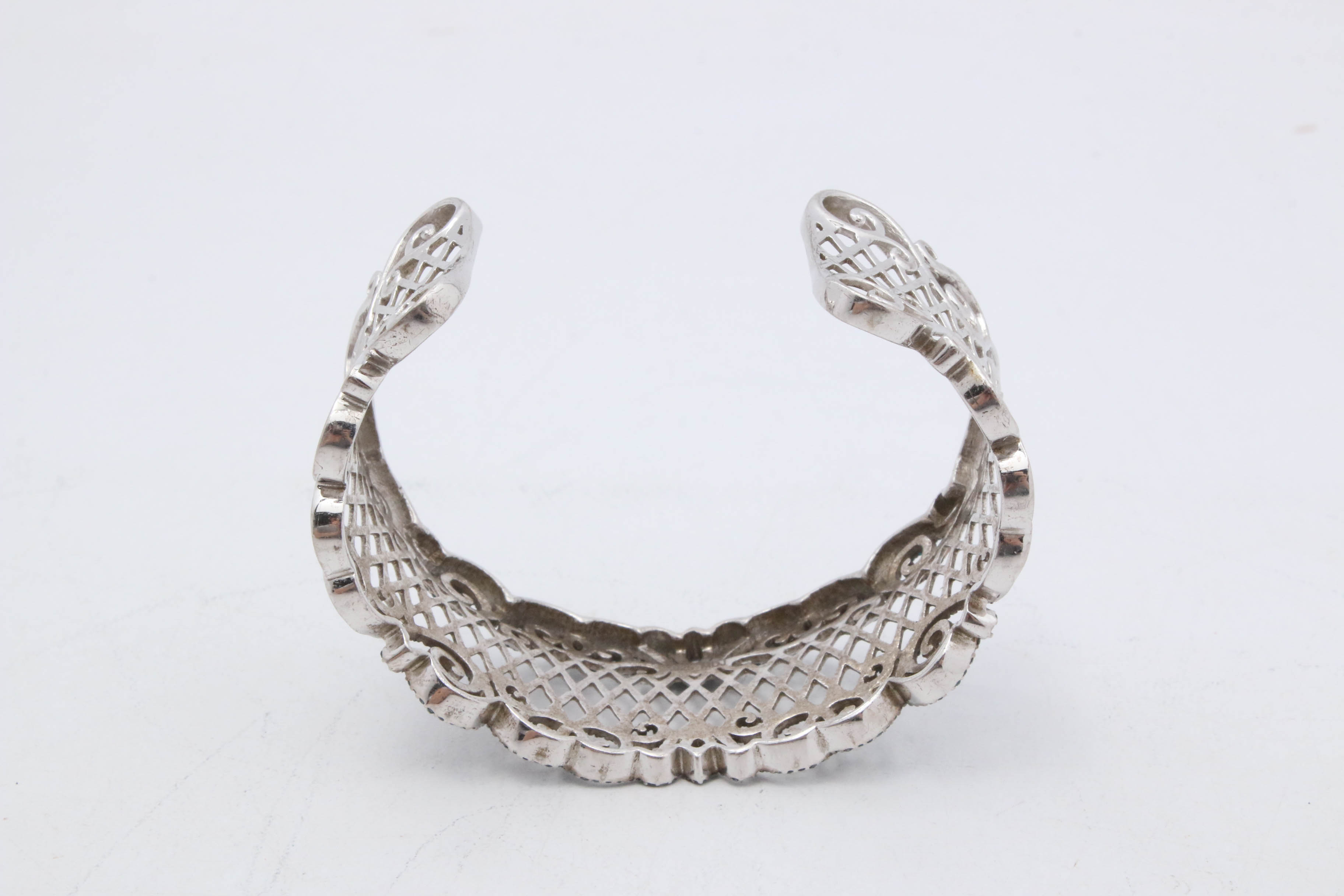 Sterling Silver and Glass Crystal Cuff Bracelet