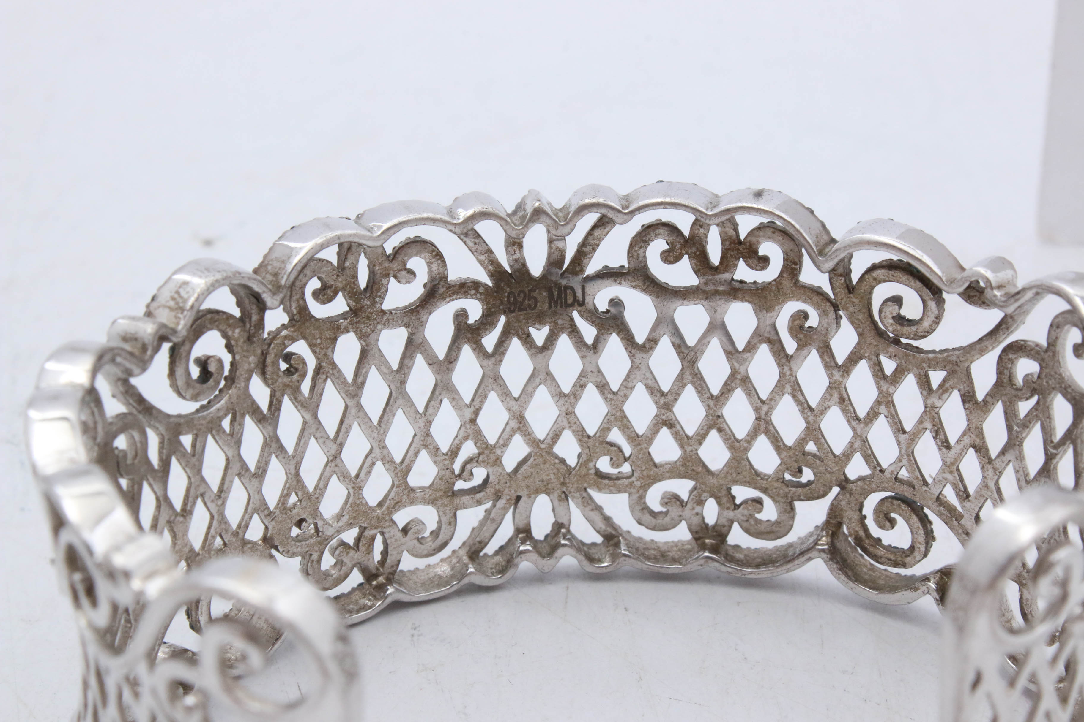 Sterling Silver and Glass Crystal Cuff Bracelet