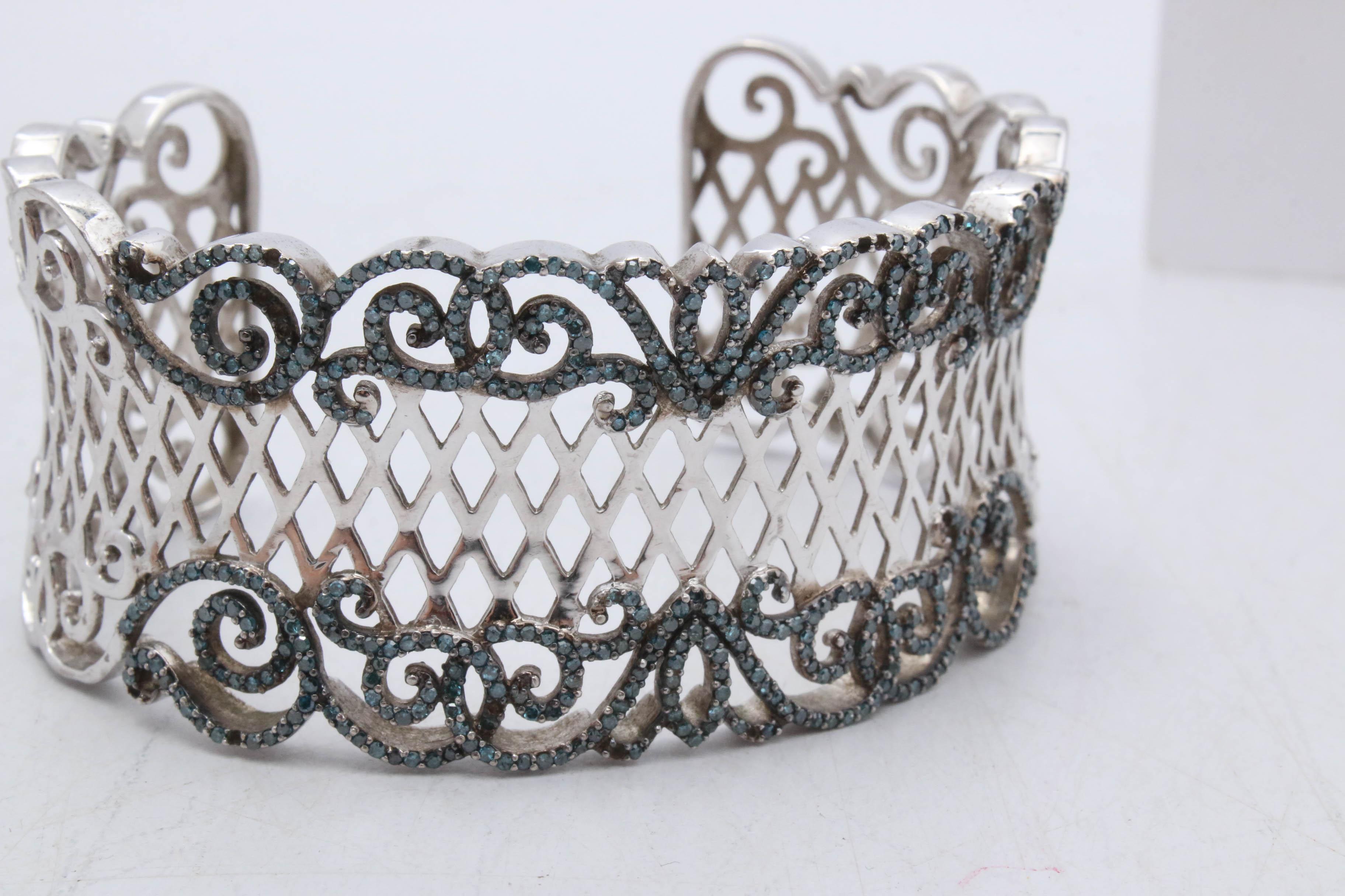 Sterling Silver and Glass Crystal Cuff Bracelet