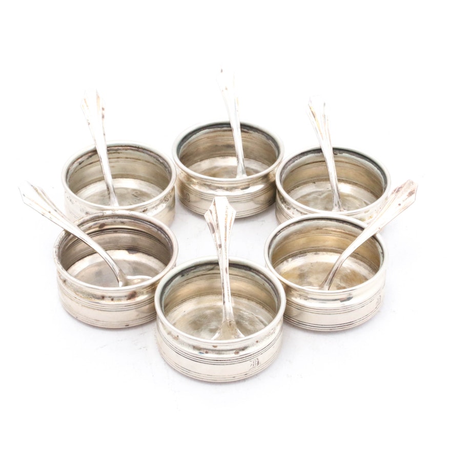 Sterling Silver Open Salt Cellars with Spoons