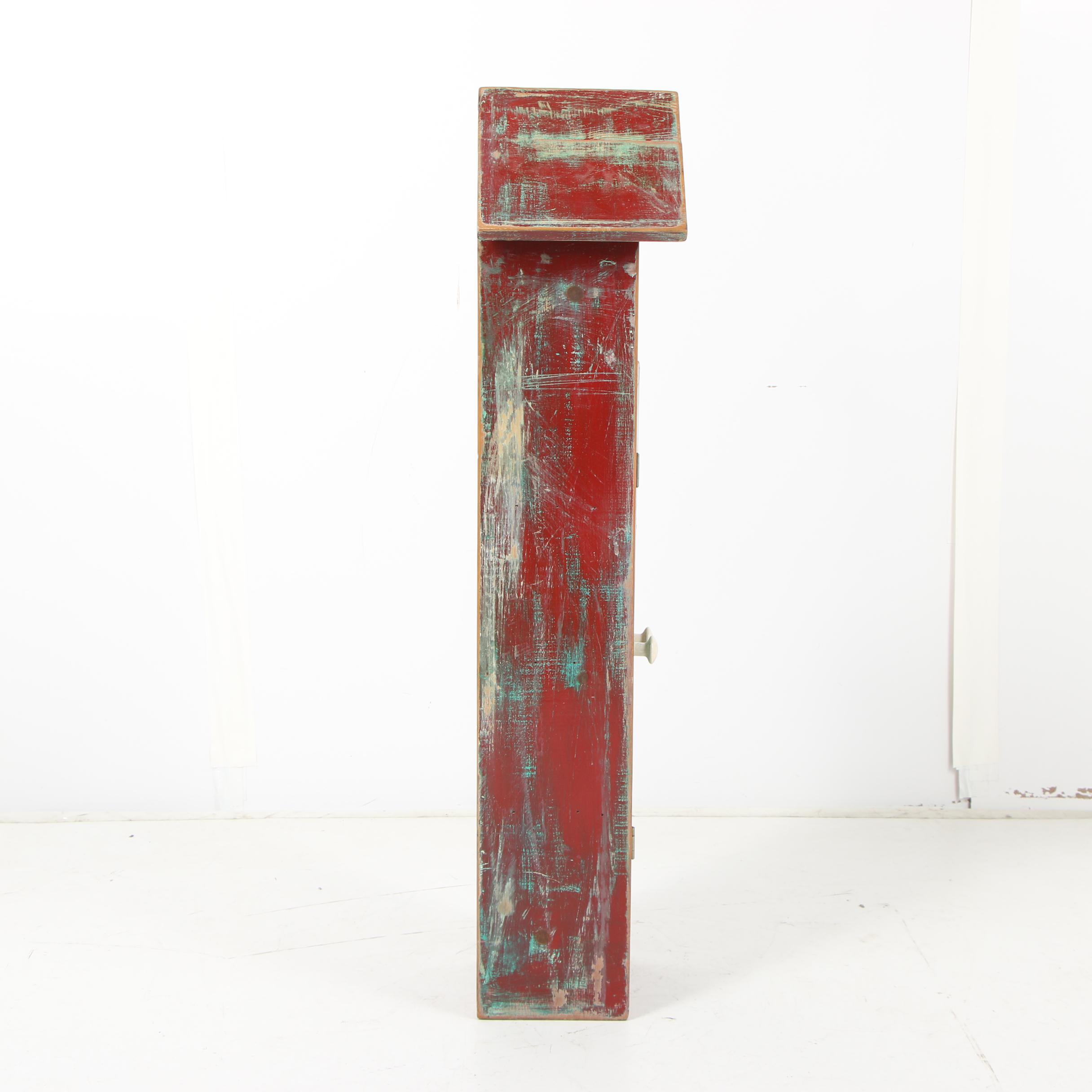Painted and Distressed Wooden Bird House Style Storage Cabinet