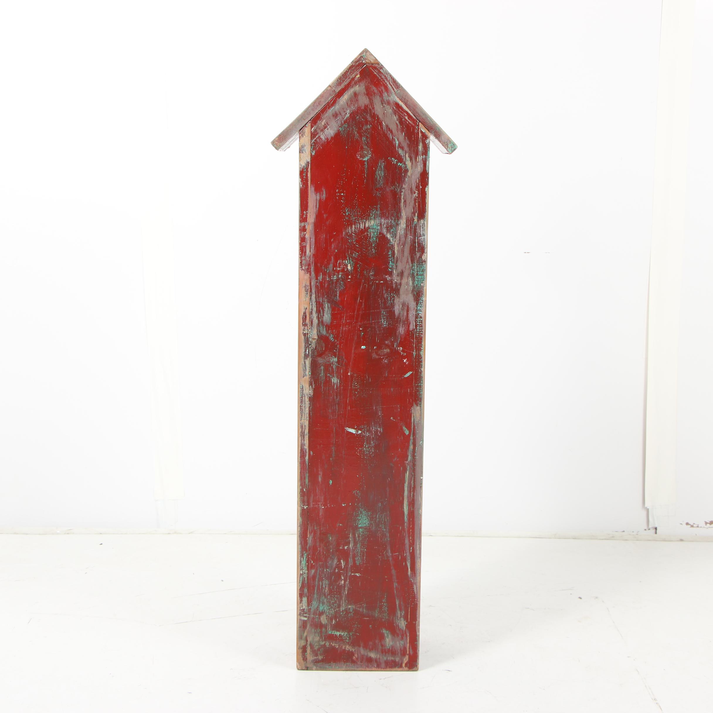 Painted and Distressed Wooden Bird House Style Storage Cabinet