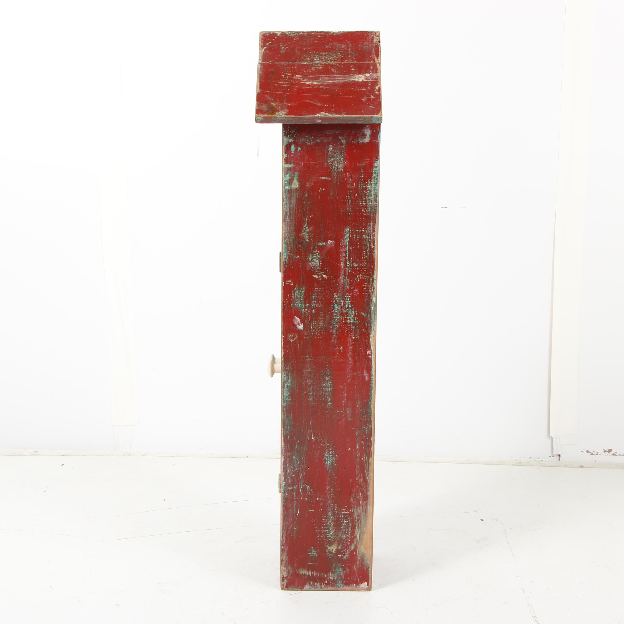 Painted and Distressed Wooden Bird House Style Storage Cabinet