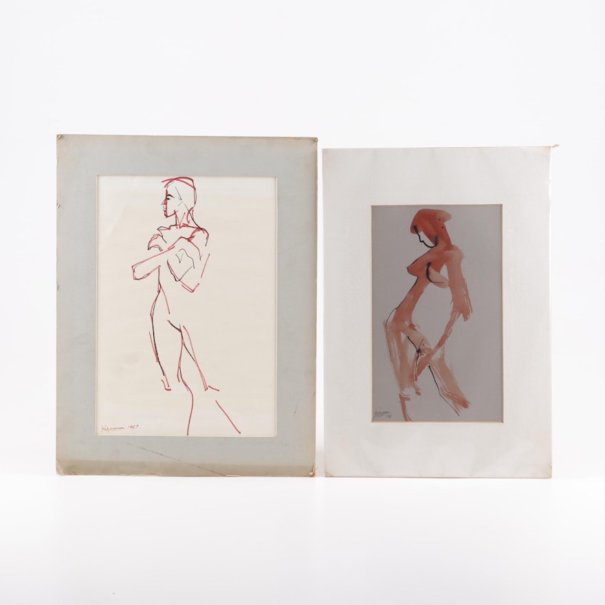 Richard Rosmarin Nude Drawings, Late 20th Century