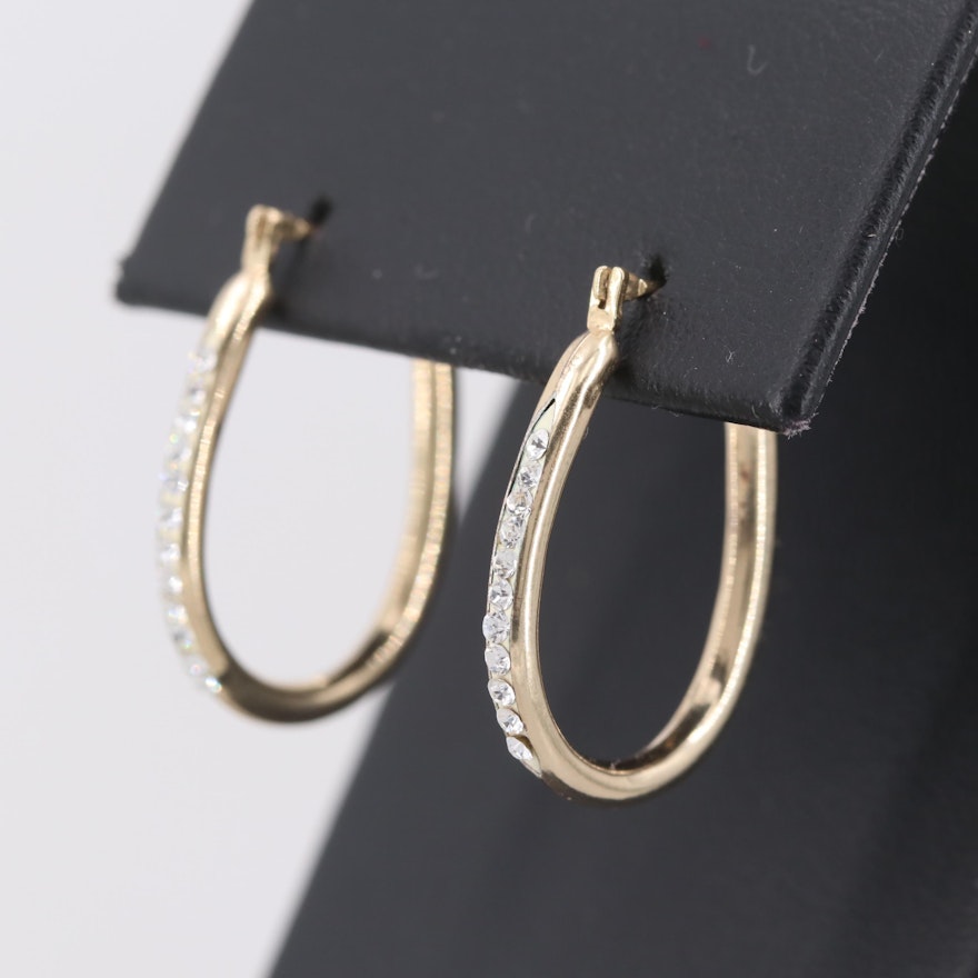 Gold Filled Sterling Silver Glass Crystal Hoop Earrings