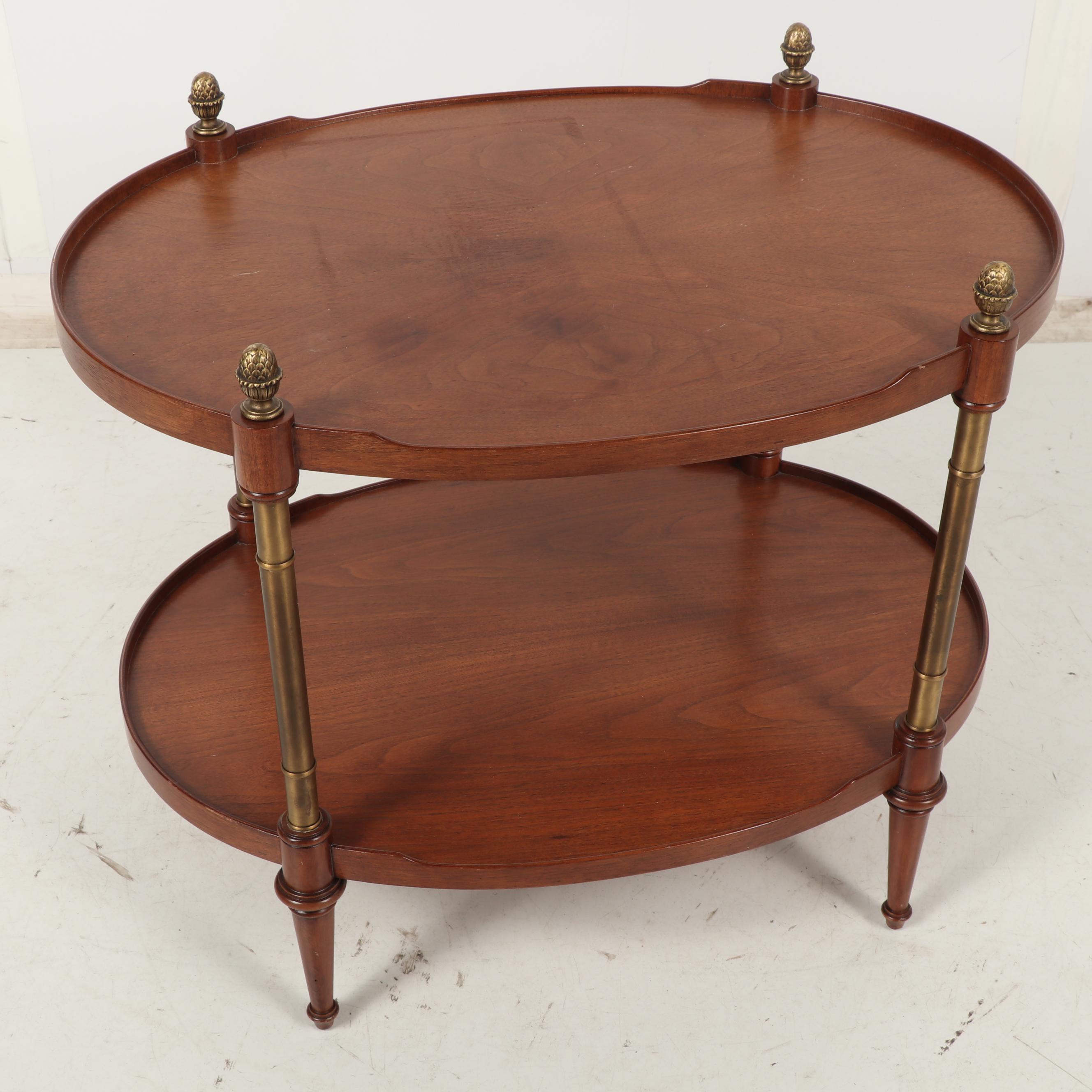 Baker Furniture Mahogany and Brass Two-Tiered Side Table, Mid to Late 20th c.