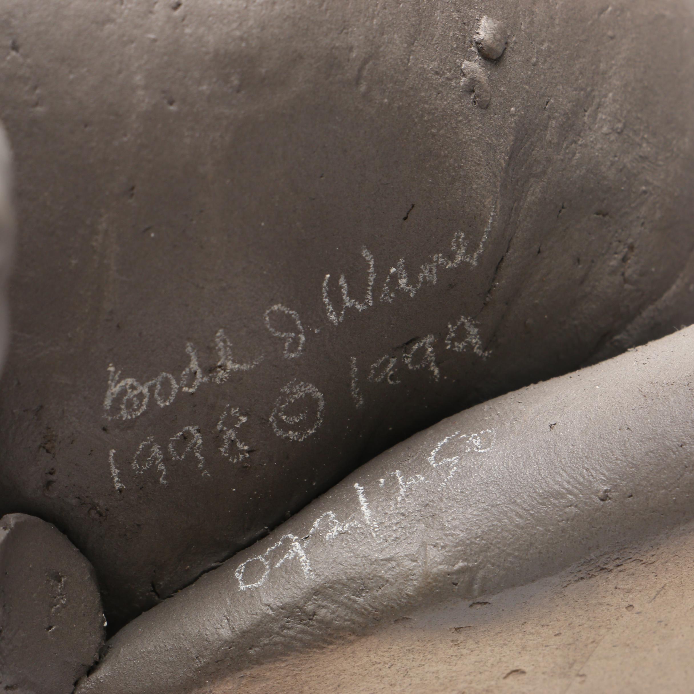 Todd J. Warner Ceramic Hippopotamus and Bird Sculpture