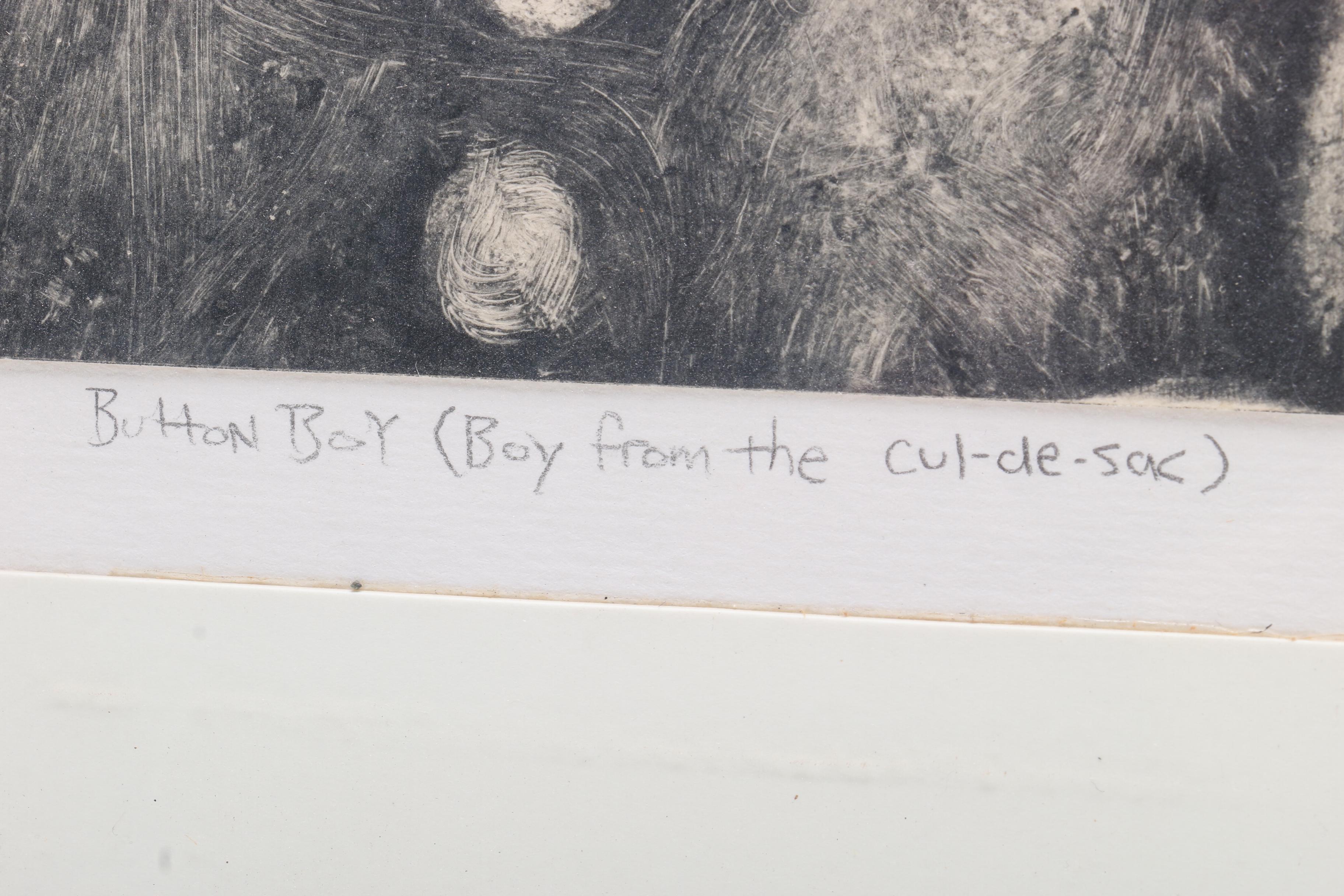 Trey Hoover Artist Proof Monotype "Button Boy (Boy from the Cul-de-sac)"