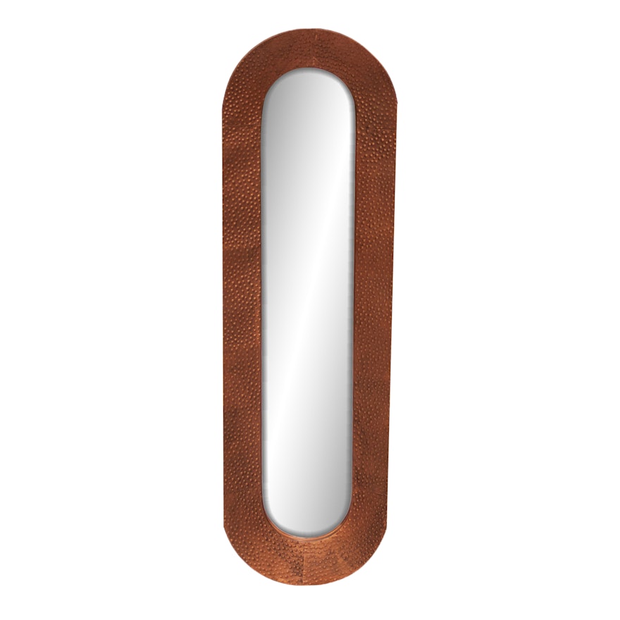 Zuo Modern Curved Vertical Copper Textured Mirror, Contemporary