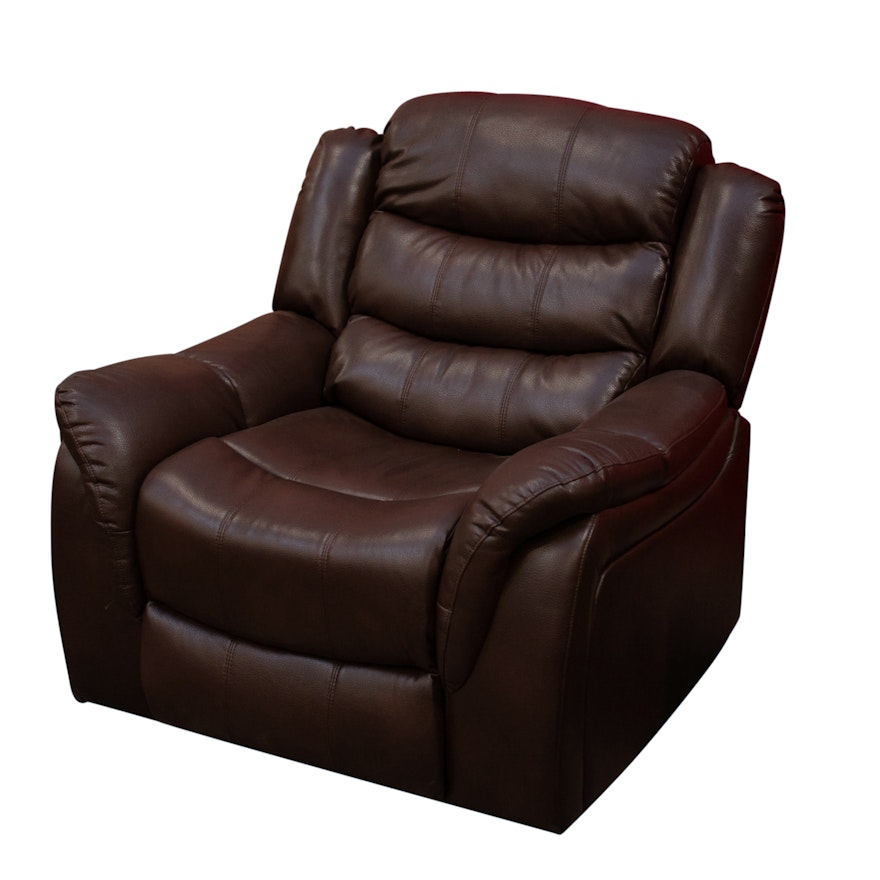 Brown Leather Reclining Club Chair, Contemporary