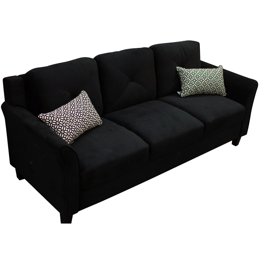 Lifestyle Solutions Black Upholstered Tufted Sofa, Contemporary