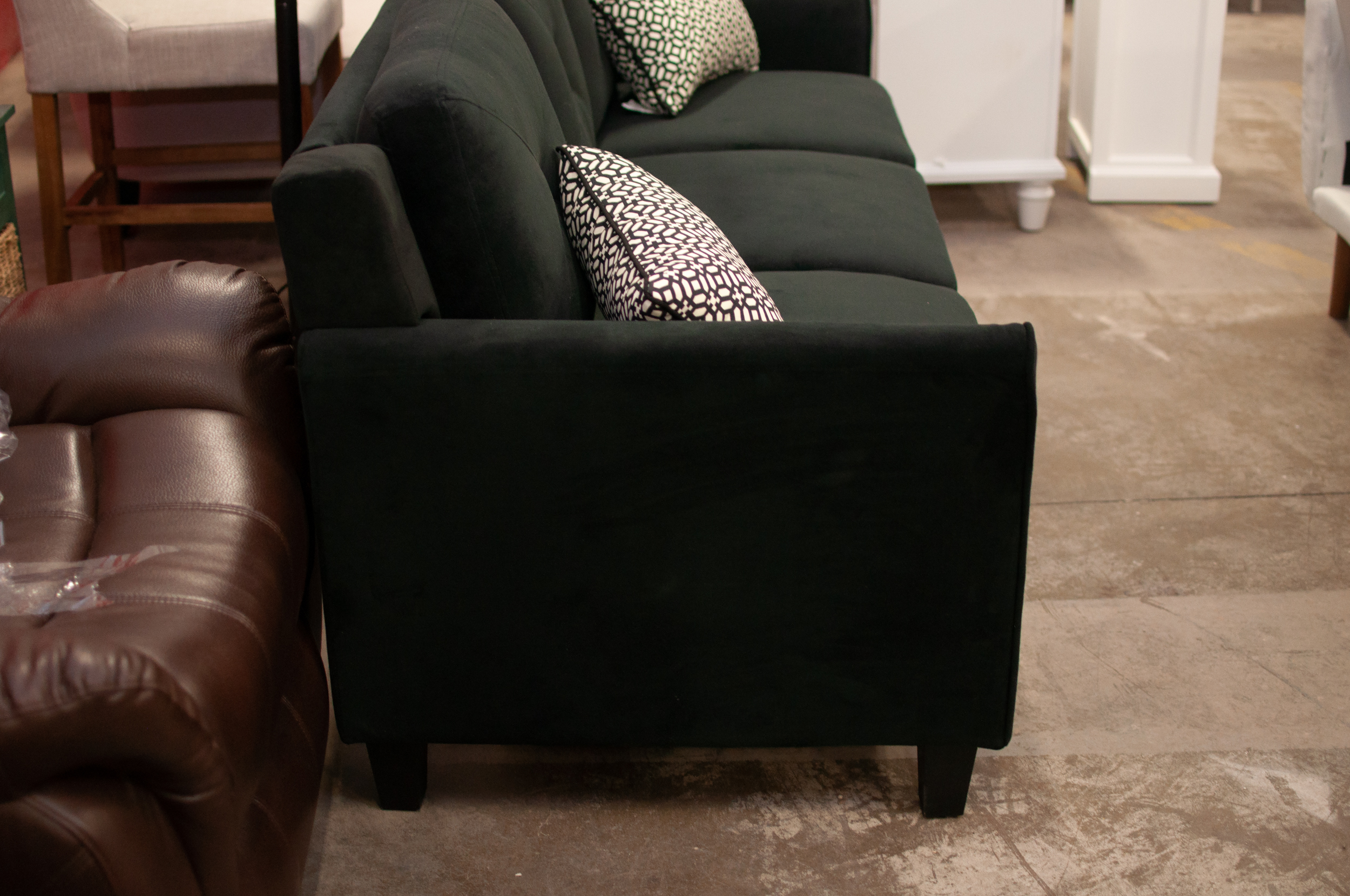 Lifestyle Solutions Black Upholstered Tufted Sofa, Contemporary