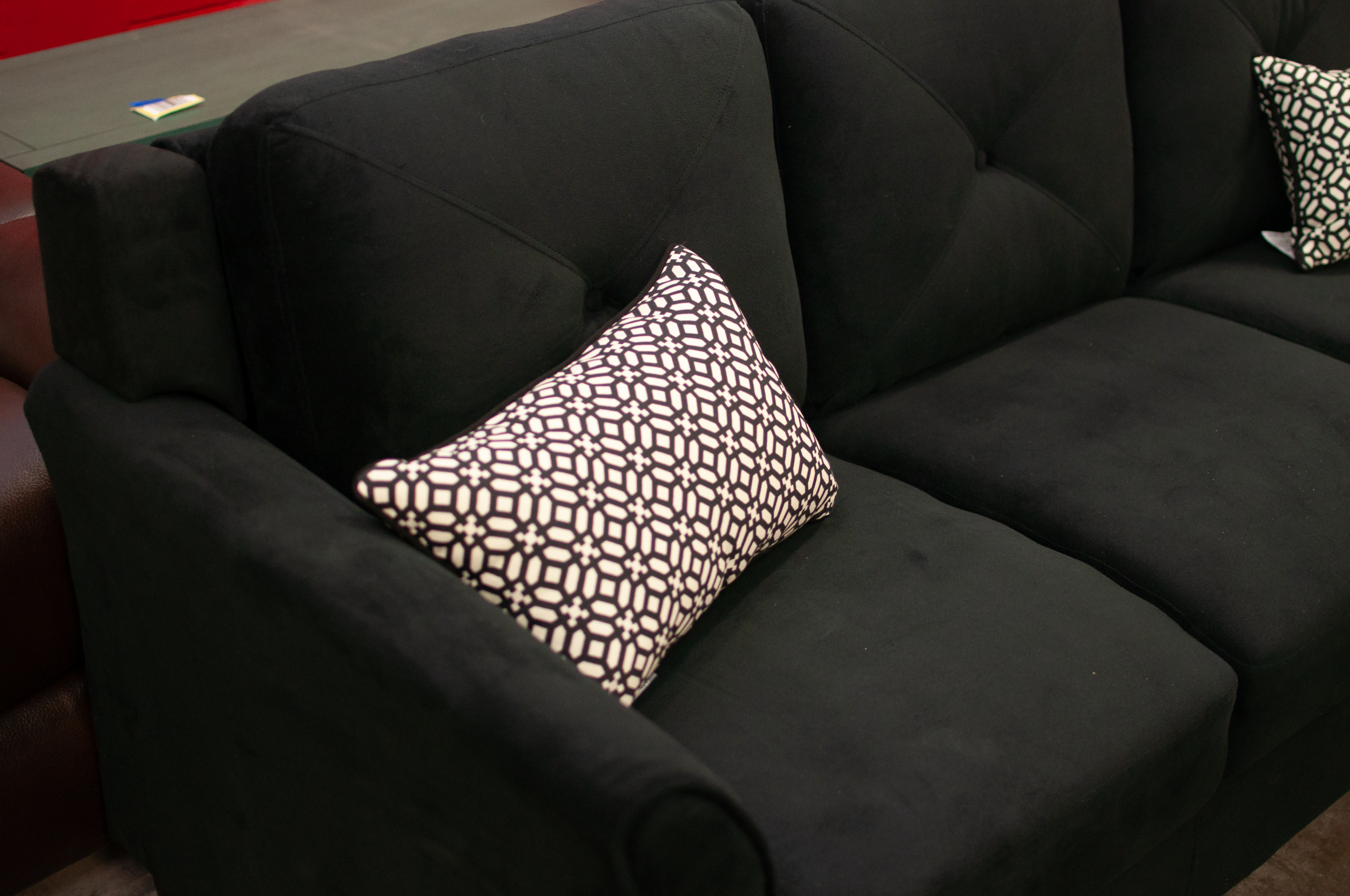 Lifestyle Solutions Black Upholstered Tufted Sofa, Contemporary