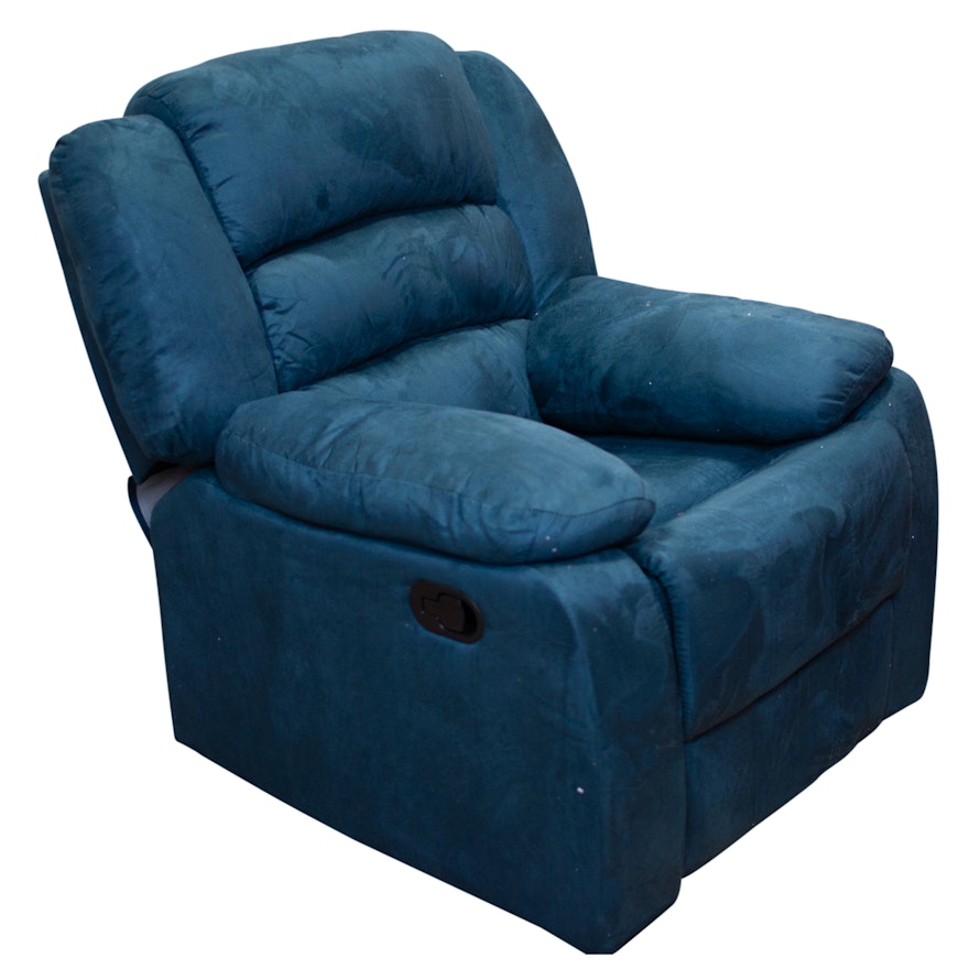 Blue Upholstered Reclining Club Chair, Contemporary