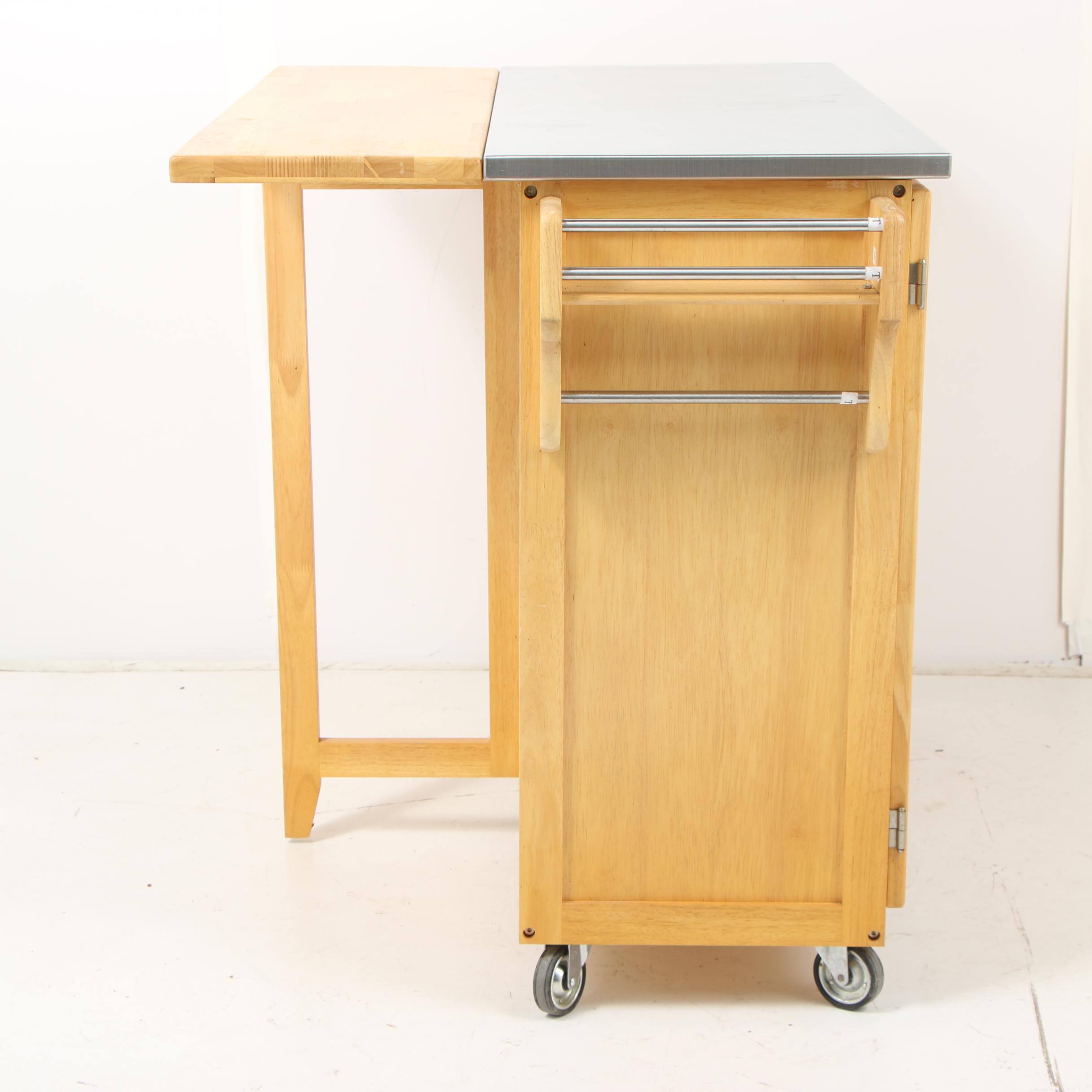 Contemporary Stainless Steel Top Kitchen Island on Castors