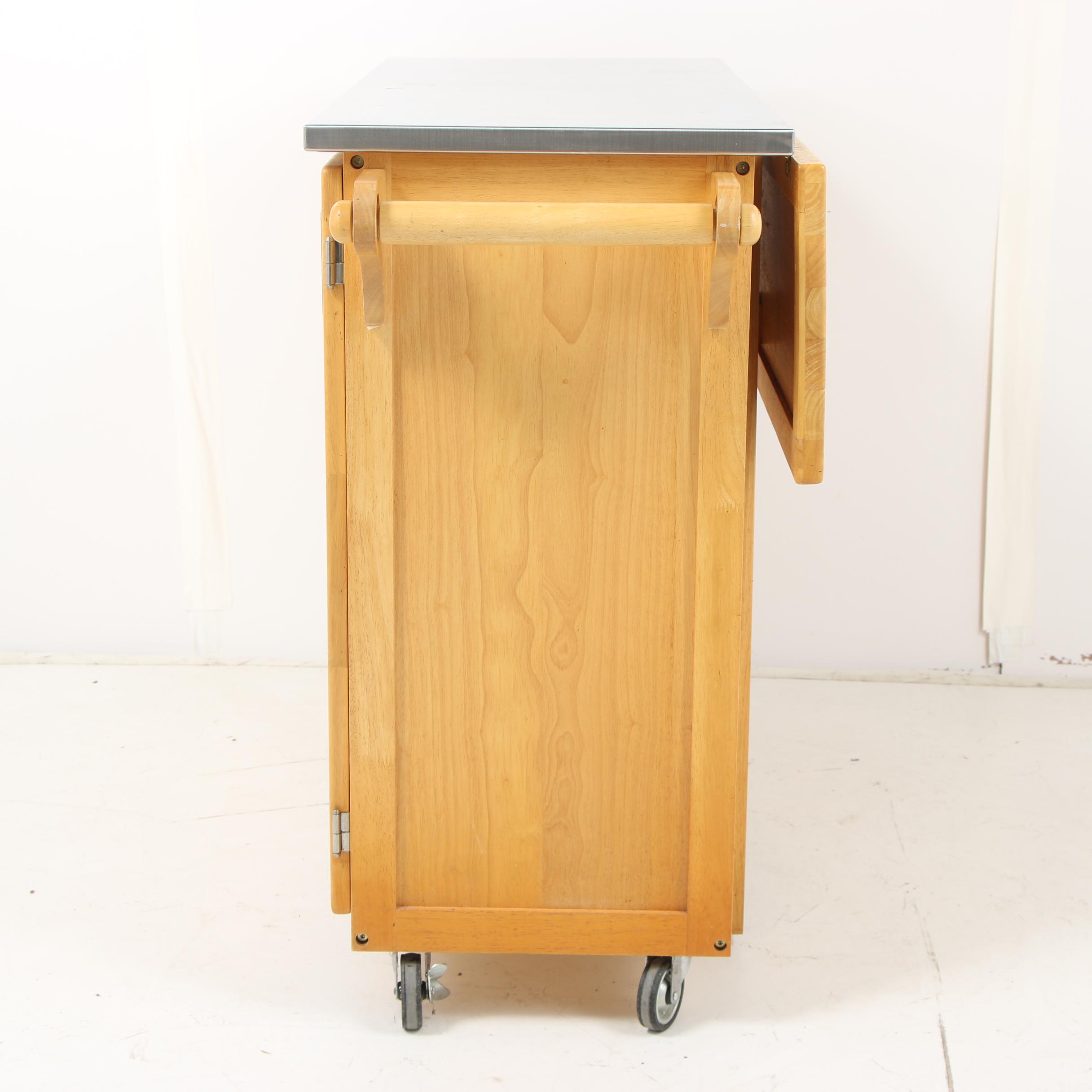 Contemporary Stainless Steel Top Kitchen Island on Castors