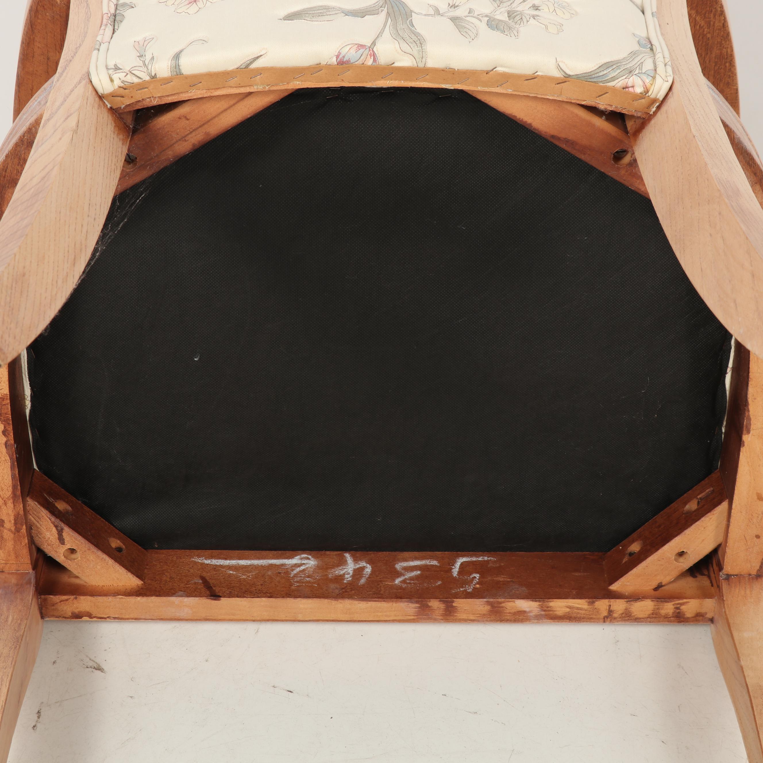 Contemporary Wooden Armchair with Floral Upholstery