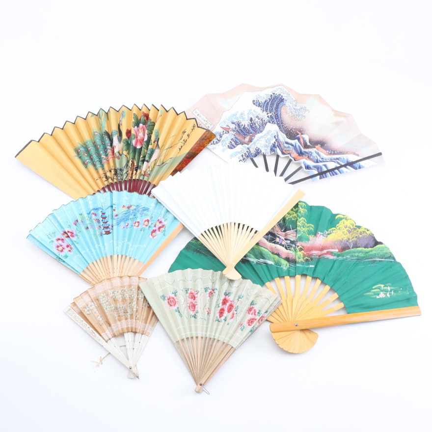 Hand-Painted Asian Style Fans