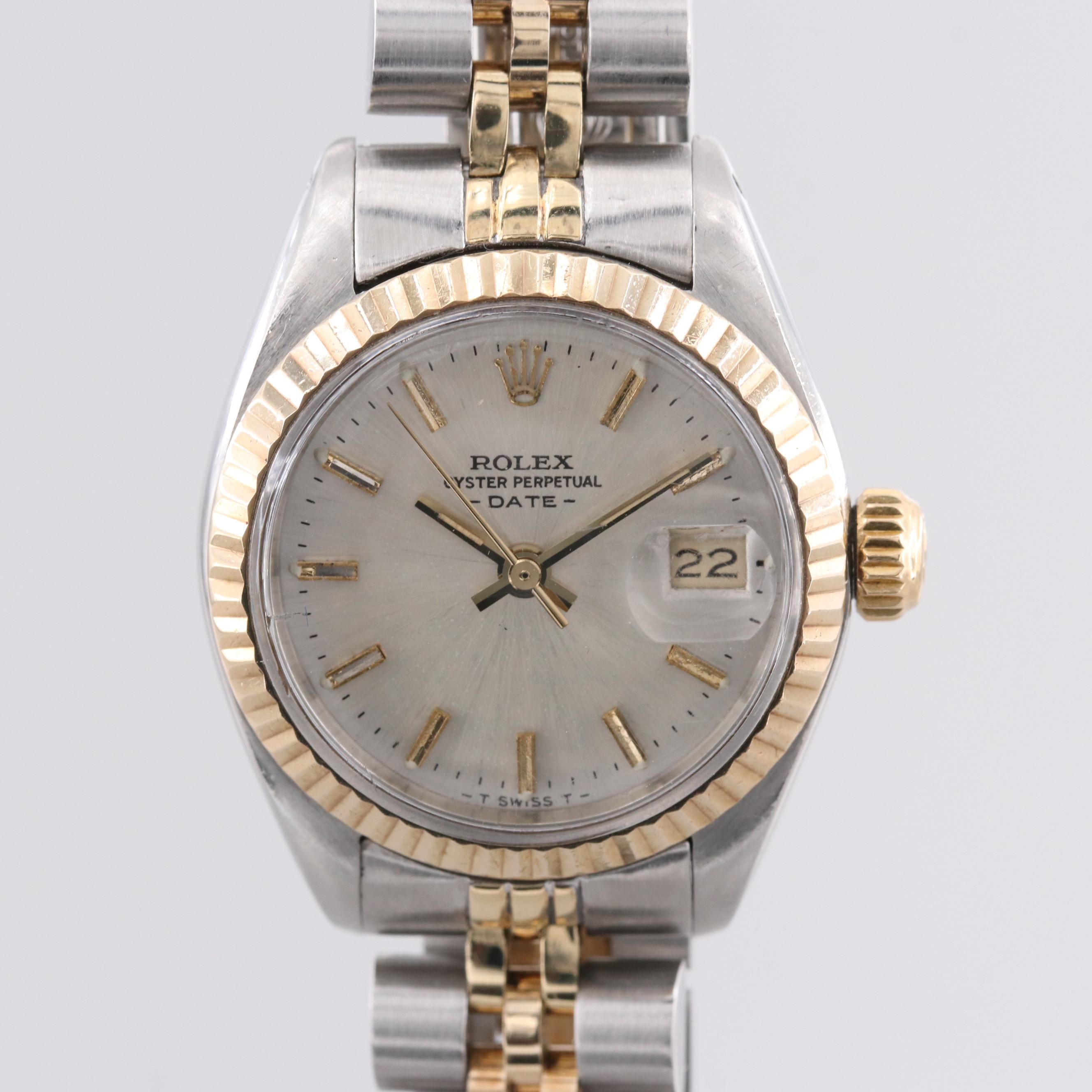 Rolex Oyster Perpetual Date Stainless Steel and 18K Yellow Gold Watch, 1979