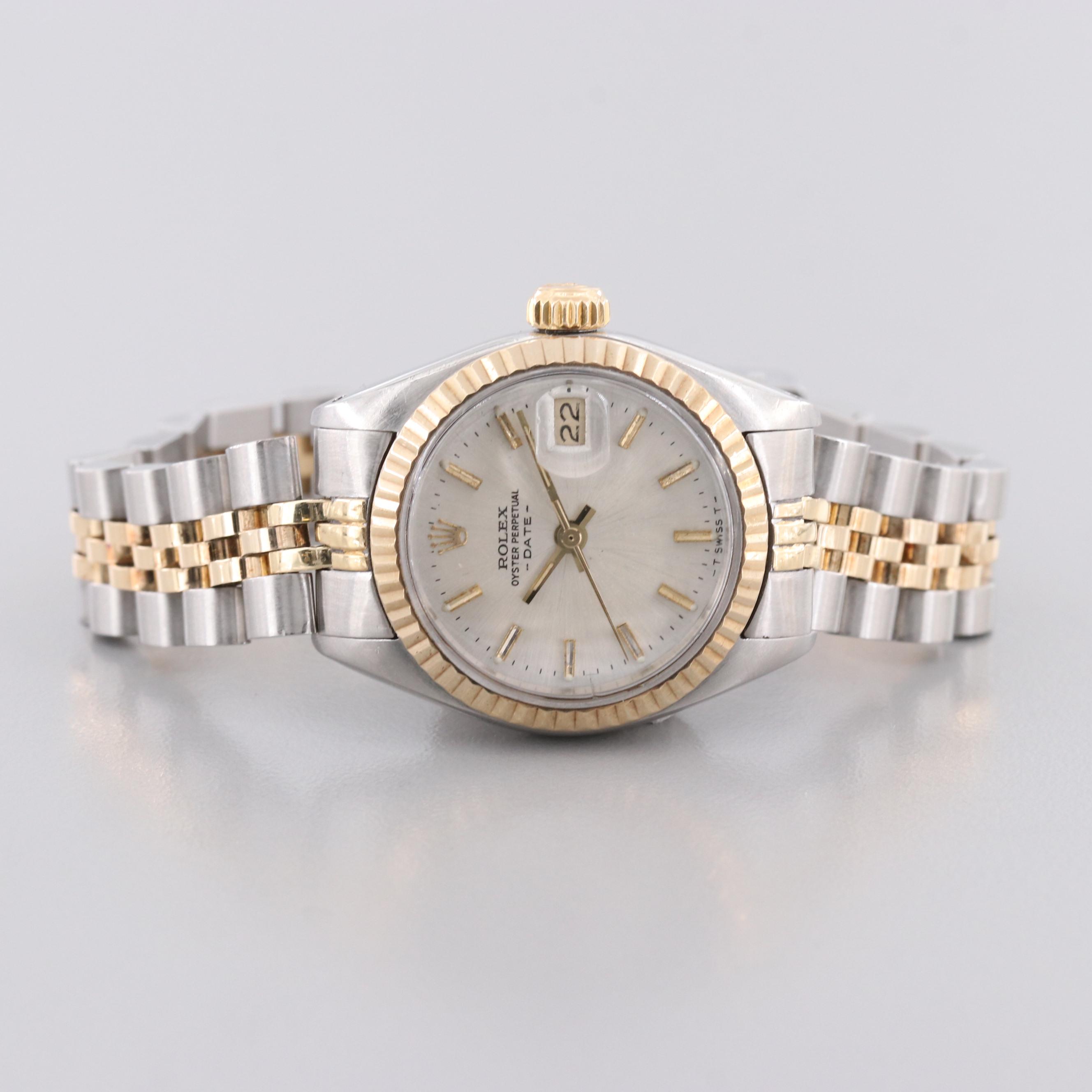 Rolex Oyster Perpetual Date Stainless Steel and 18K Yellow Gold Watch, 1979