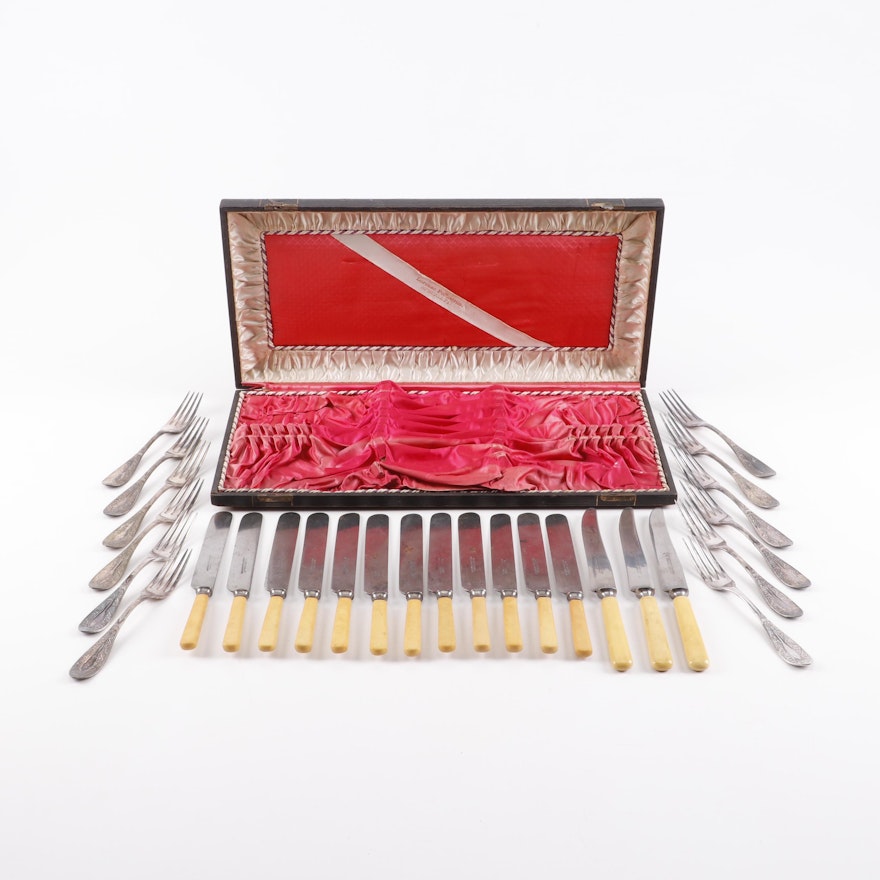 W. J. Belcher & Co. English Silver Plated Forks and Knives, Late 19th Century