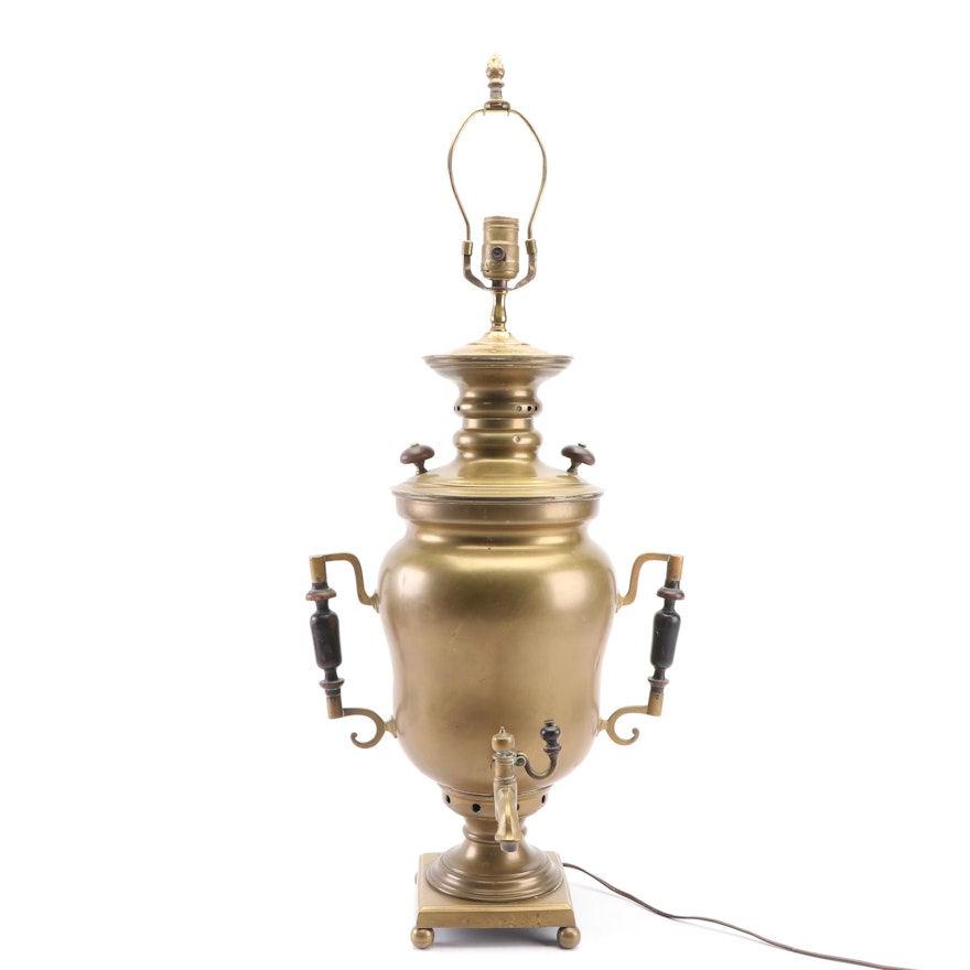 Converted Brass Samovar Table Lamp