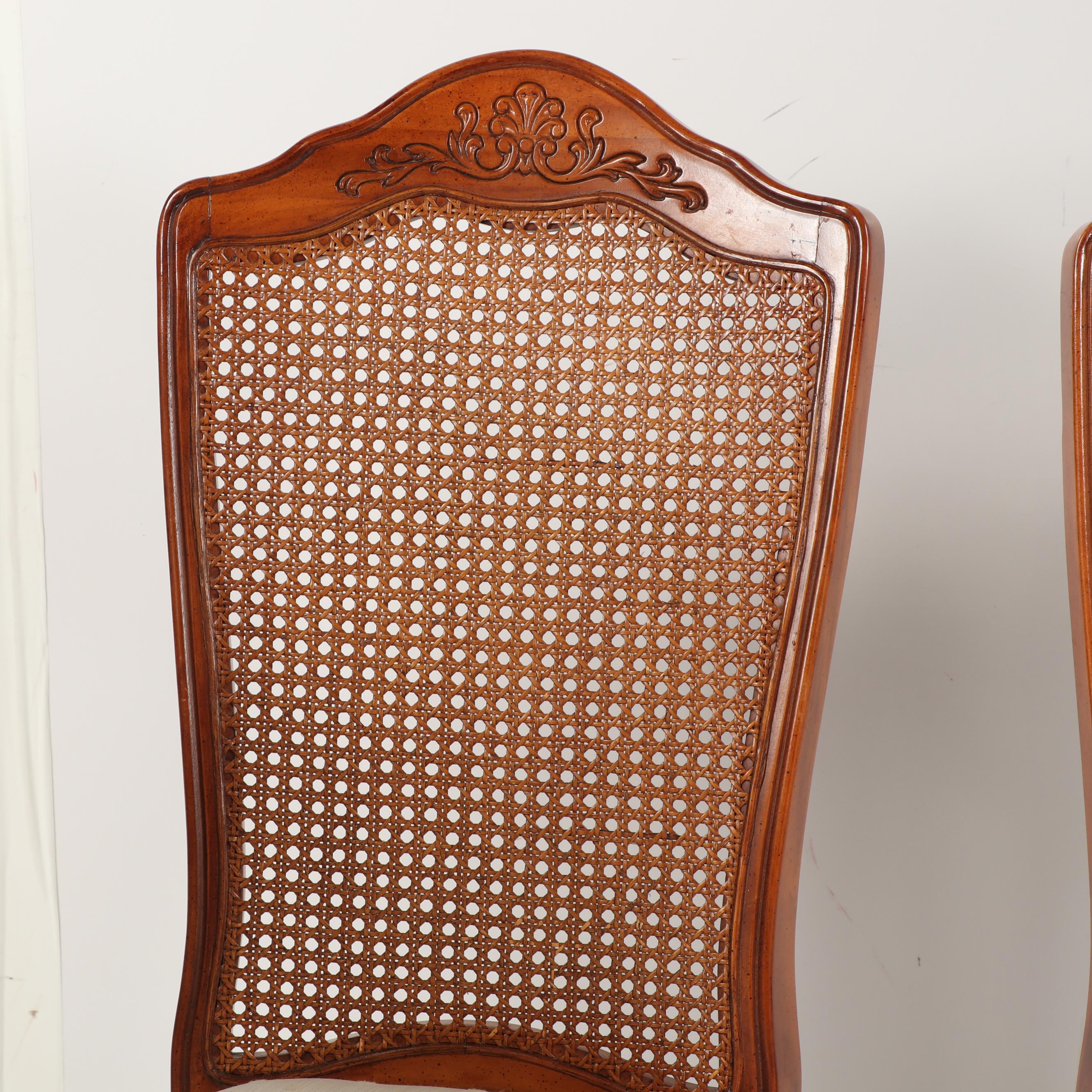 Rococo Style Wooden Cane Back Side Chairs, Contemporary