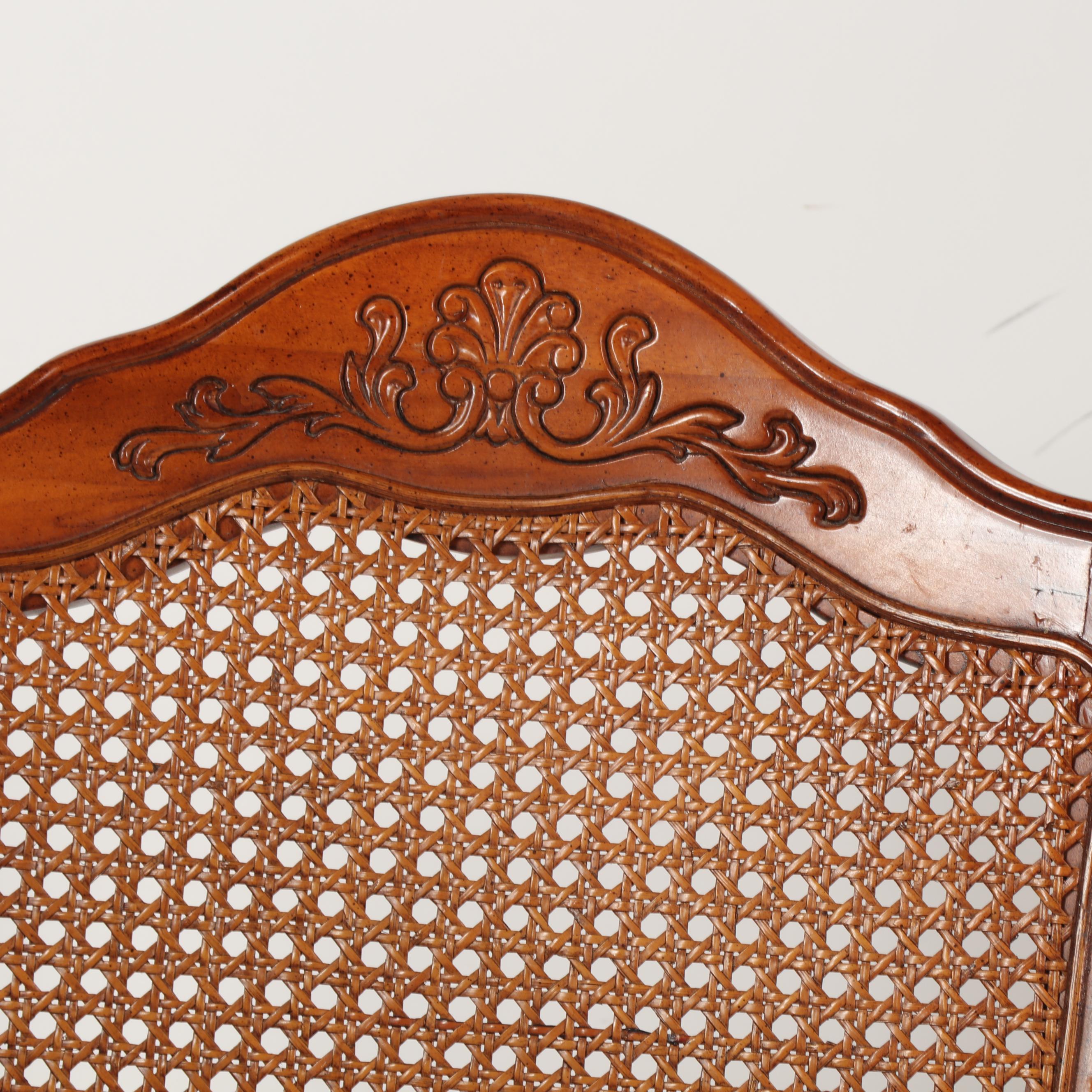 Rococo Style Wooden Cane Back Side Chairs, Contemporary