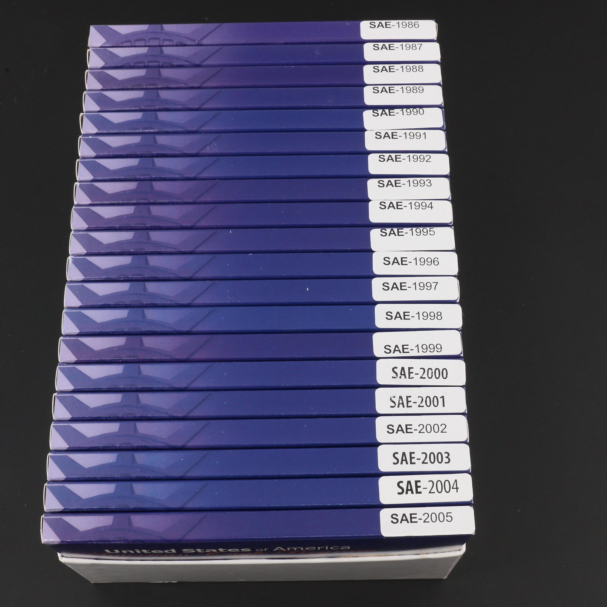 Box Set of Twenty Uncirculated American Silver Eagle Bullion Coins, 1986 to 2005