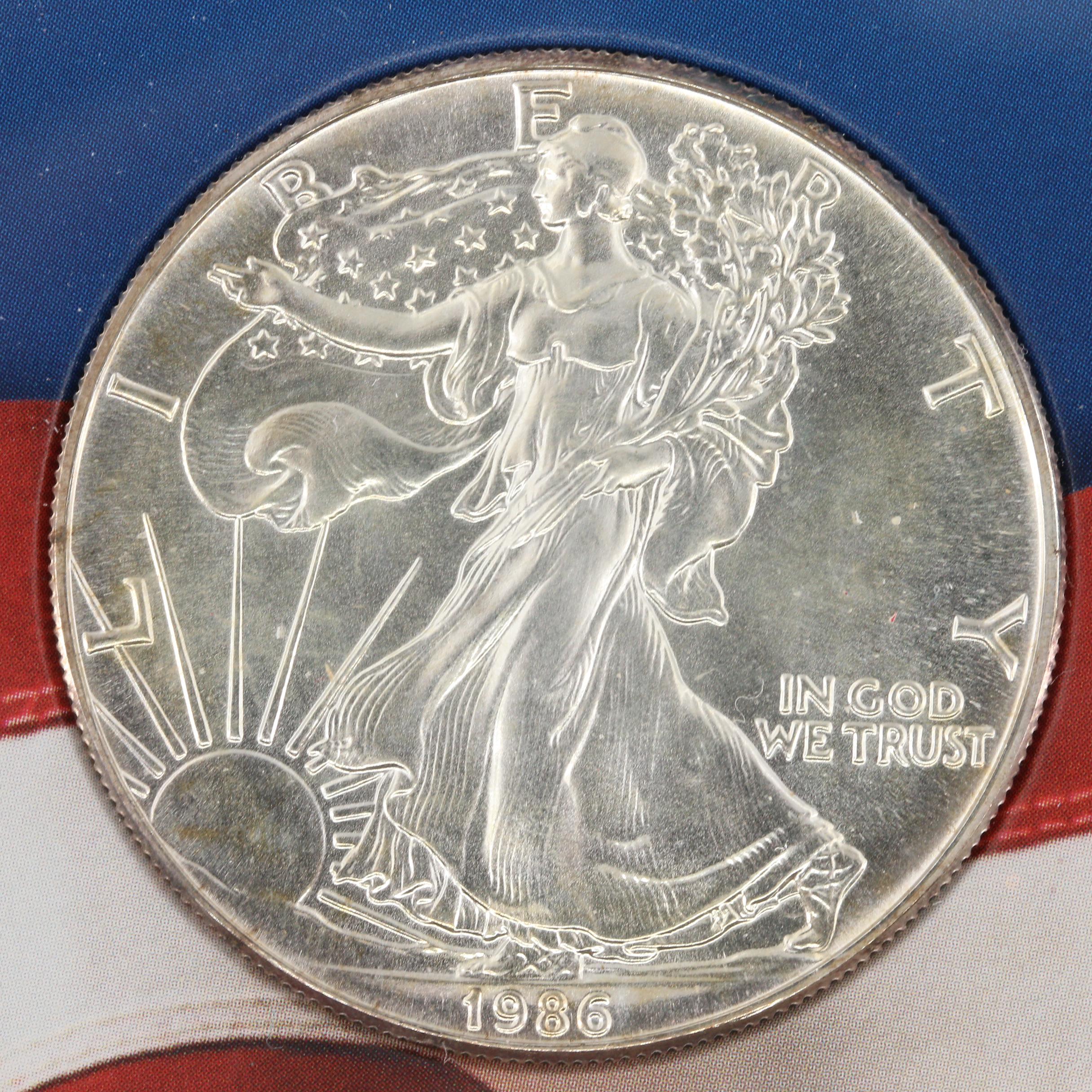 Box Set of Twenty Uncirculated American Silver Eagle Bullion Coins, 1986 to 2005