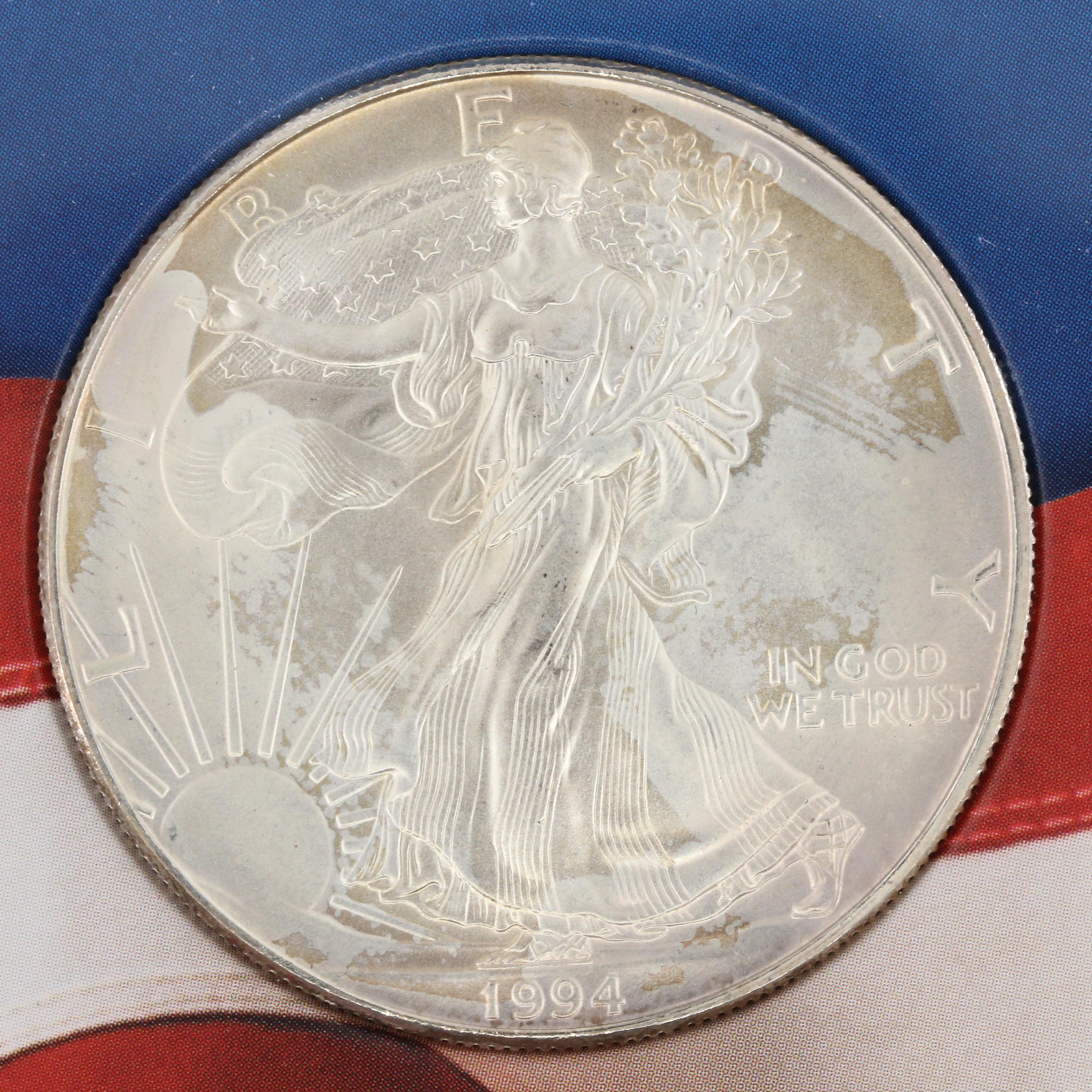 Box Set of Twenty Uncirculated American Silver Eagle Bullion Coins, 1986 to 2005