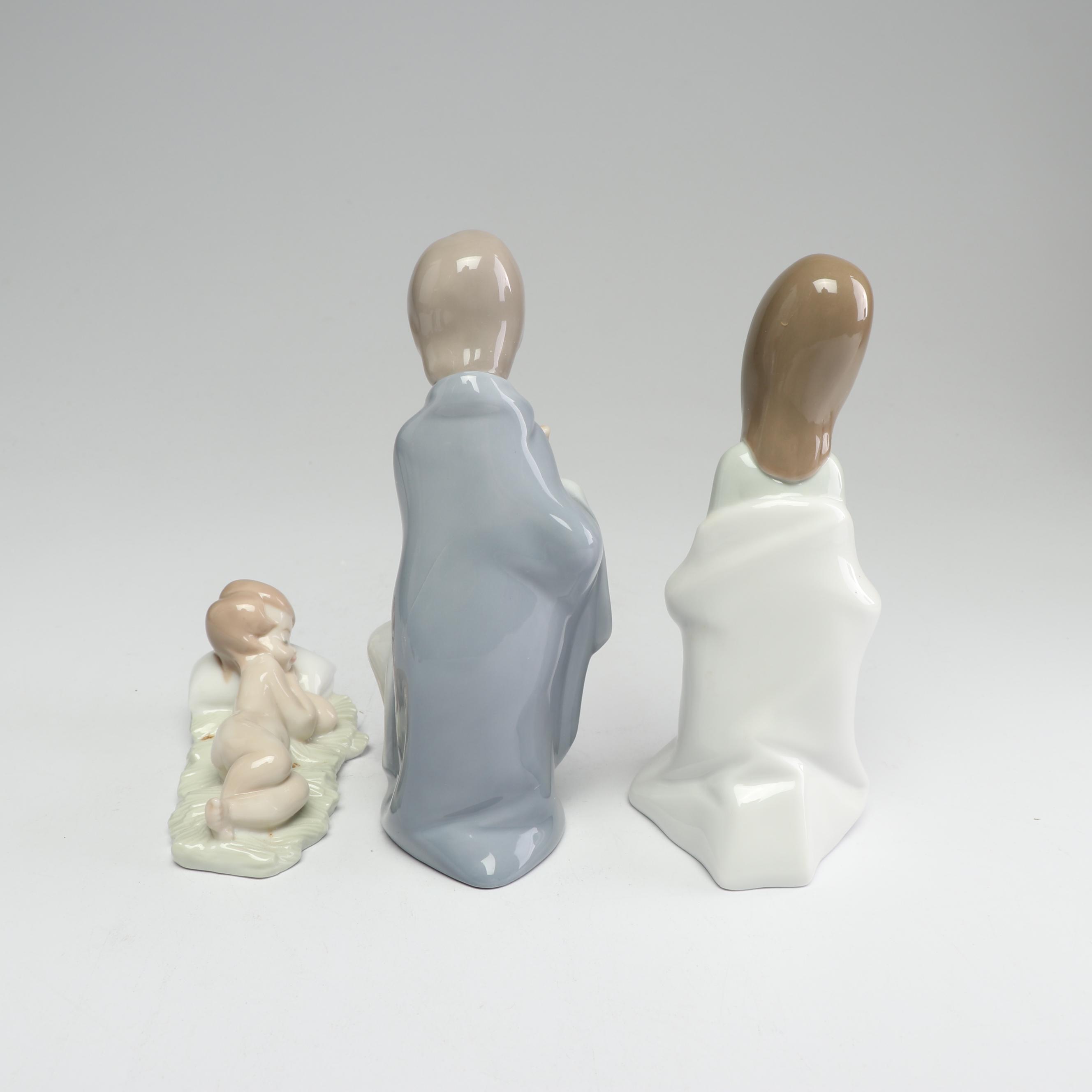 Lladró Three Piece Porcelain Nativity Scene