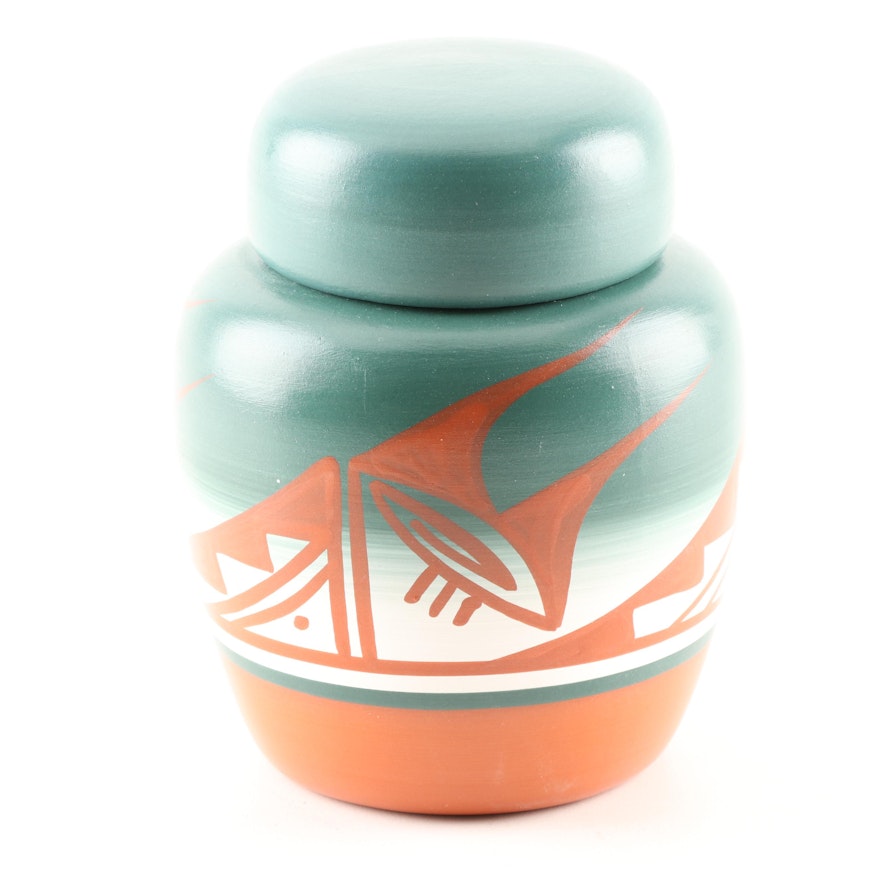 Keda Pinh Hozoni Pottery Terracotta Lidded Jar