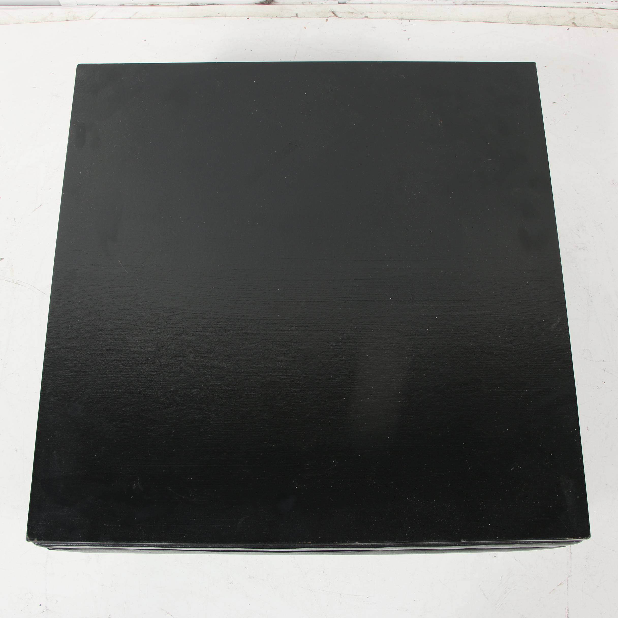 Black Faux Leather Ottoman