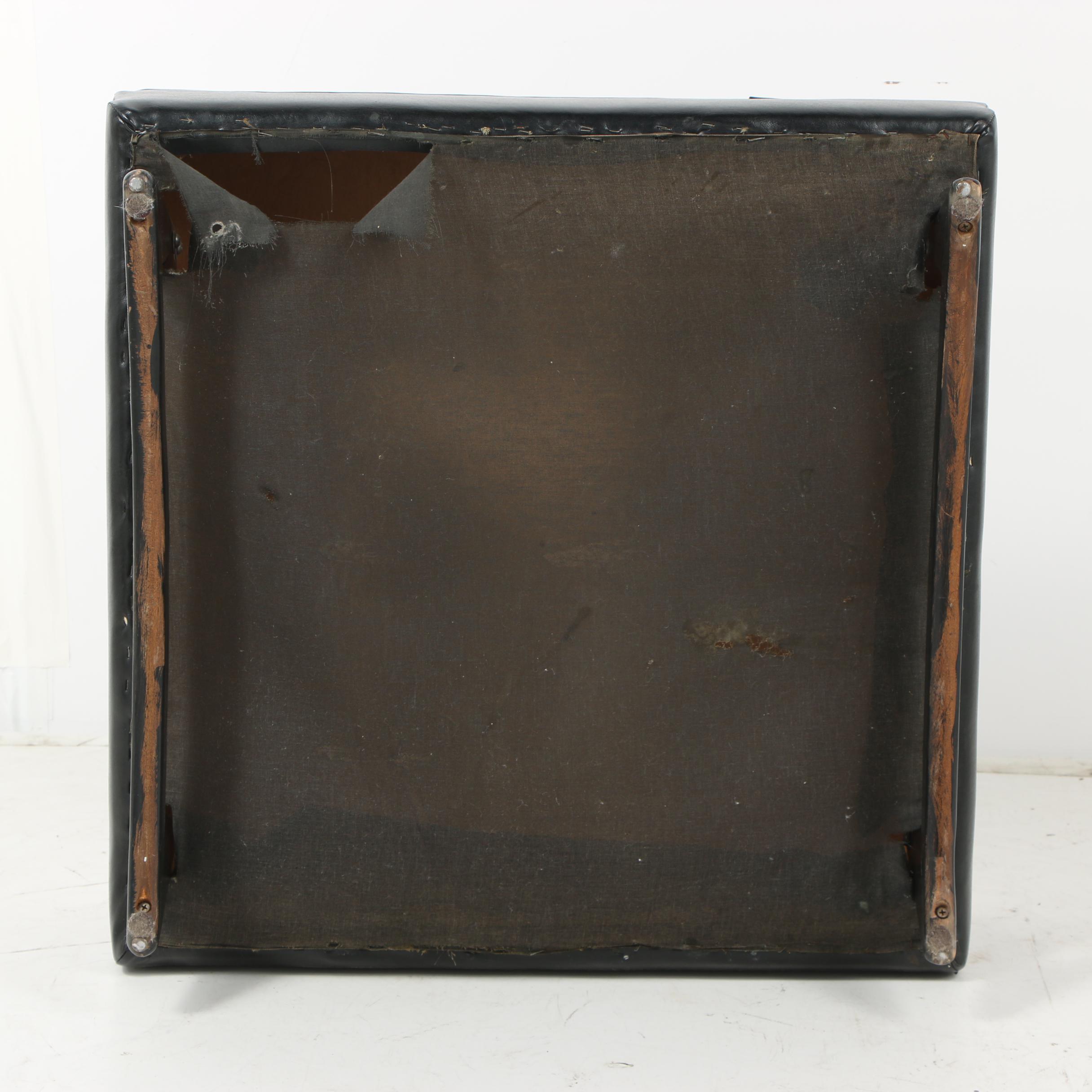 Black Faux Leather Ottoman
